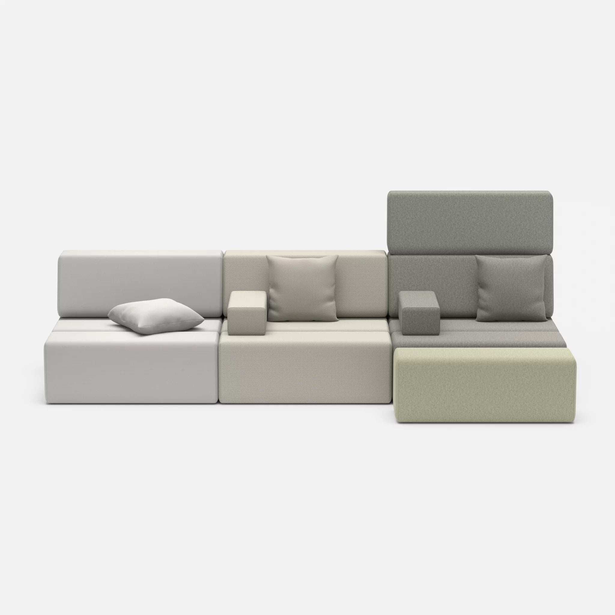 3 Sitzer Sofa Bricks 5 radio8027-dama0003 in Hellgrau und Mittelgrau von vorne