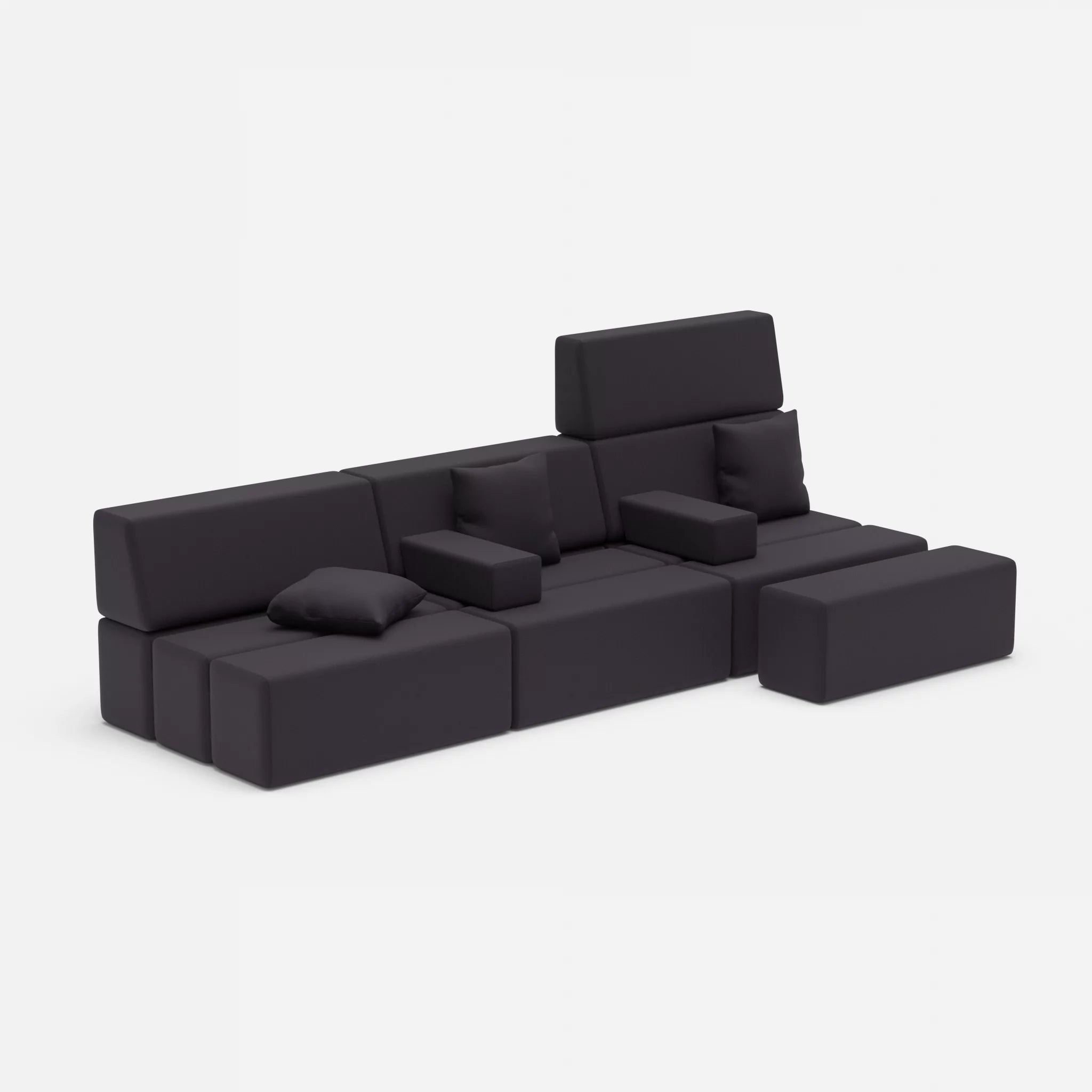 3 Sitzer Sofa Bricks 5 radio8517 in Anthrazit von der Seite