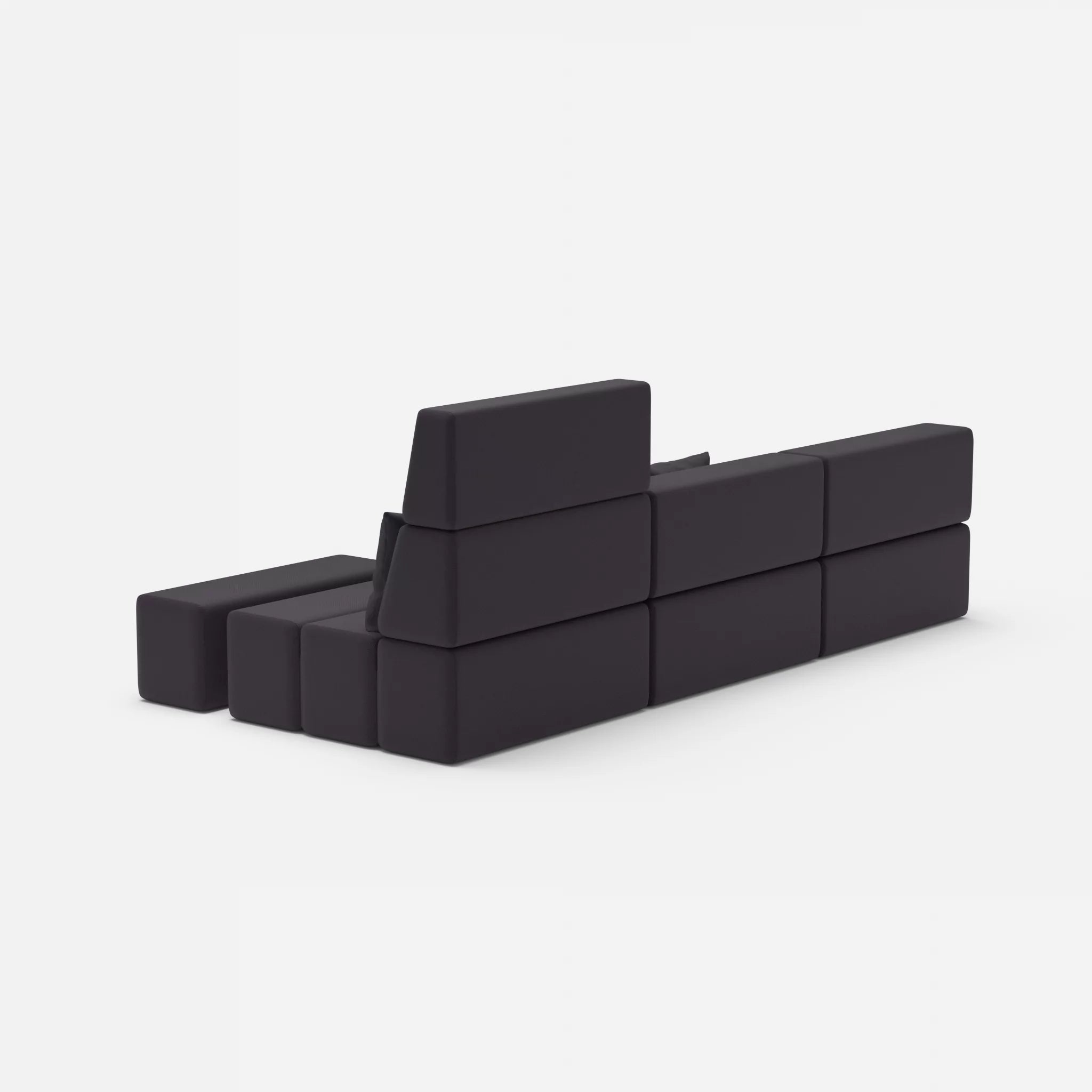 3 Sitzer Sofa Bricks 5 radio8517 in Anthrazit von hinten