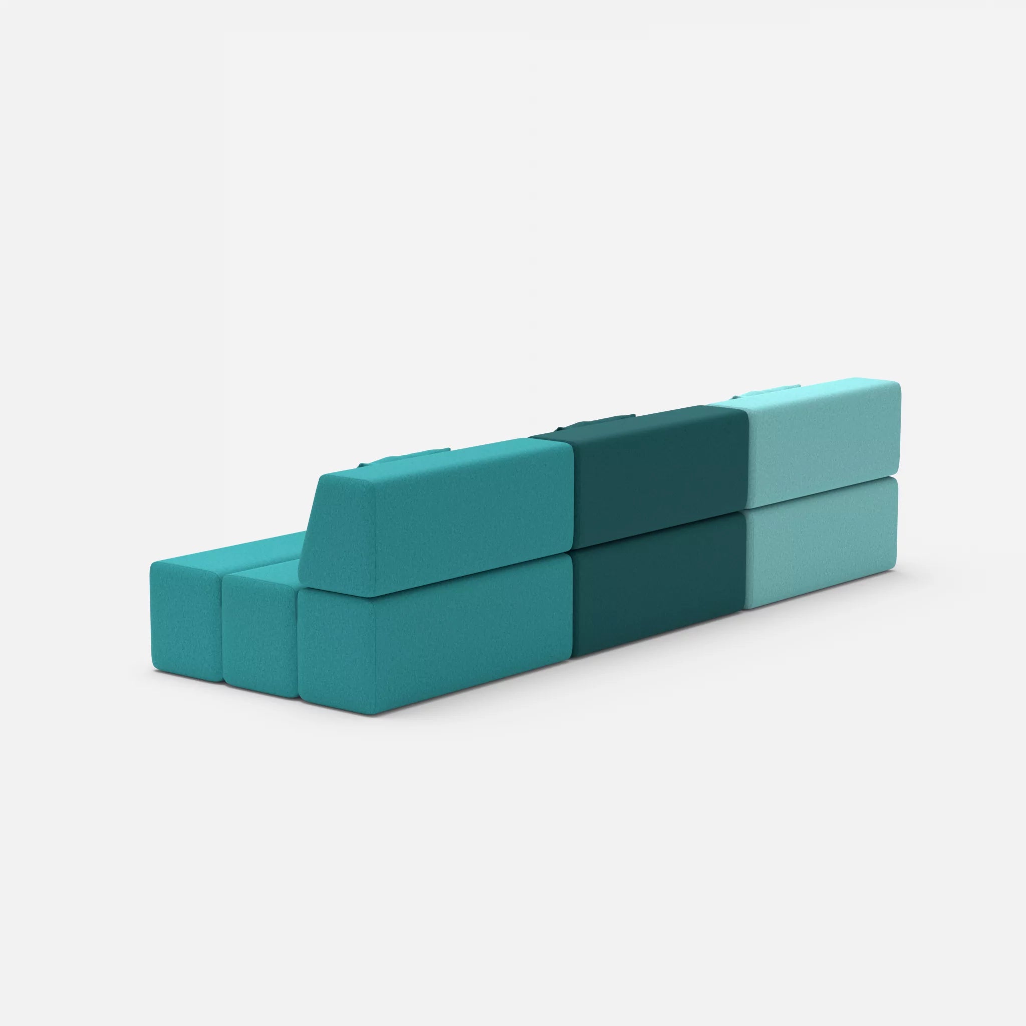 3 Sitzer Sofa Bricks 6 dama0030-dama0076 in Türkis und Türkis von hinten