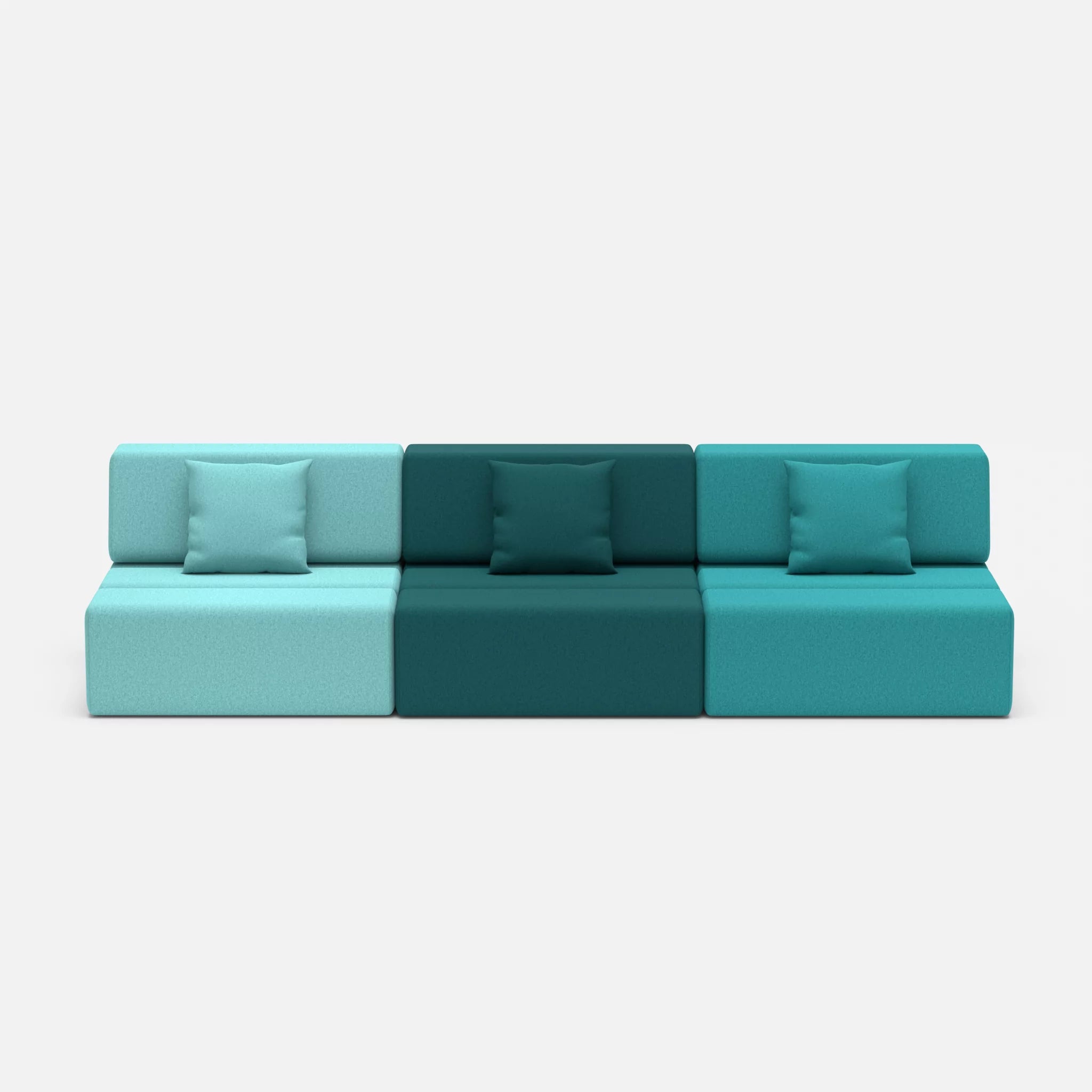 3 Sitzer Sofa Bricks 6 dama0030-dama0076 in Türkis und Türkis von vorne