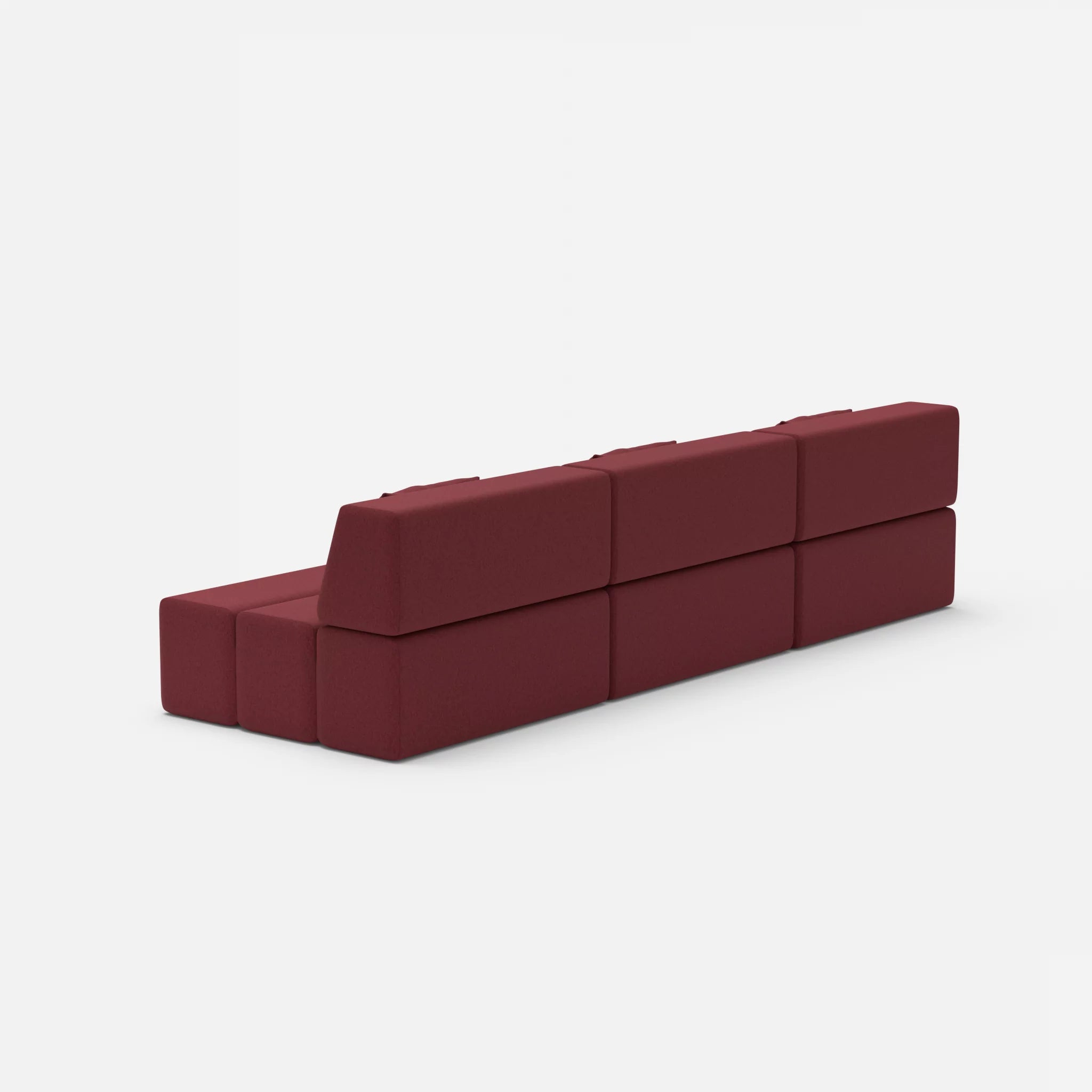 3 Sitzer Sofa Bricks 6 dama0034 in Bordeaux von hinten