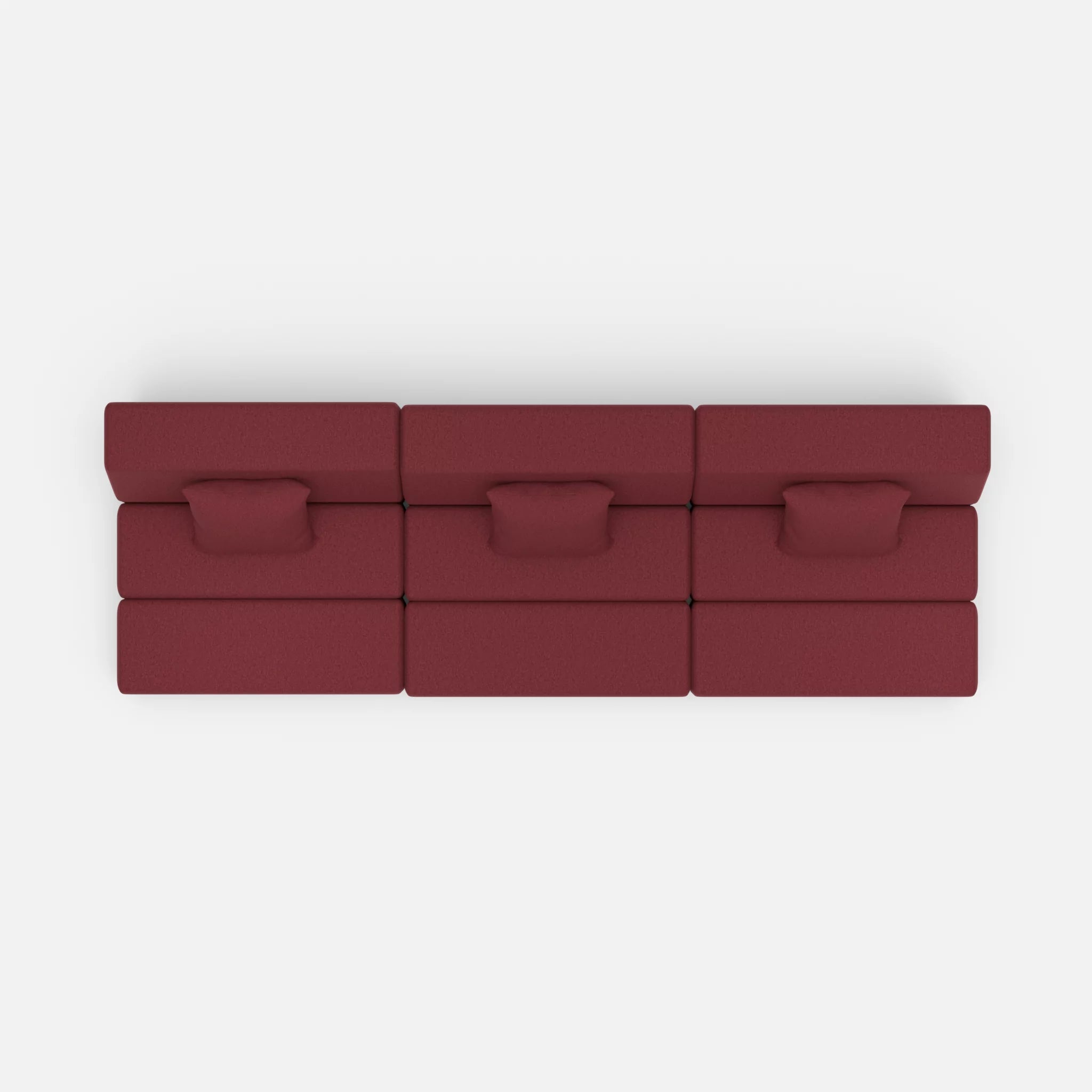 3 Sitzer Sofa Bricks 6 dama0034 in Bordeaux von oben