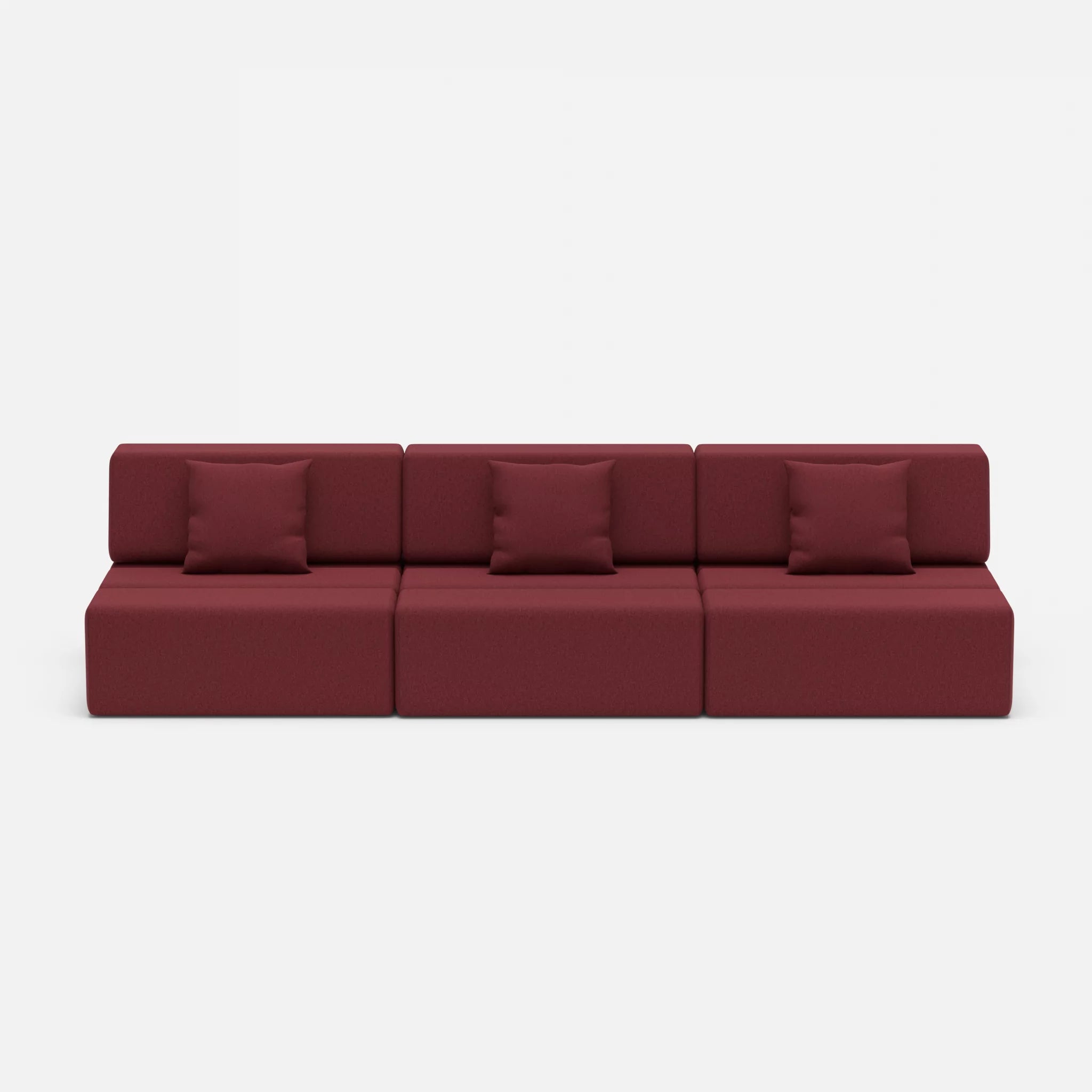 3 Sitzer Sofa Bricks 6 dama0034 in Bordeaux von vorne