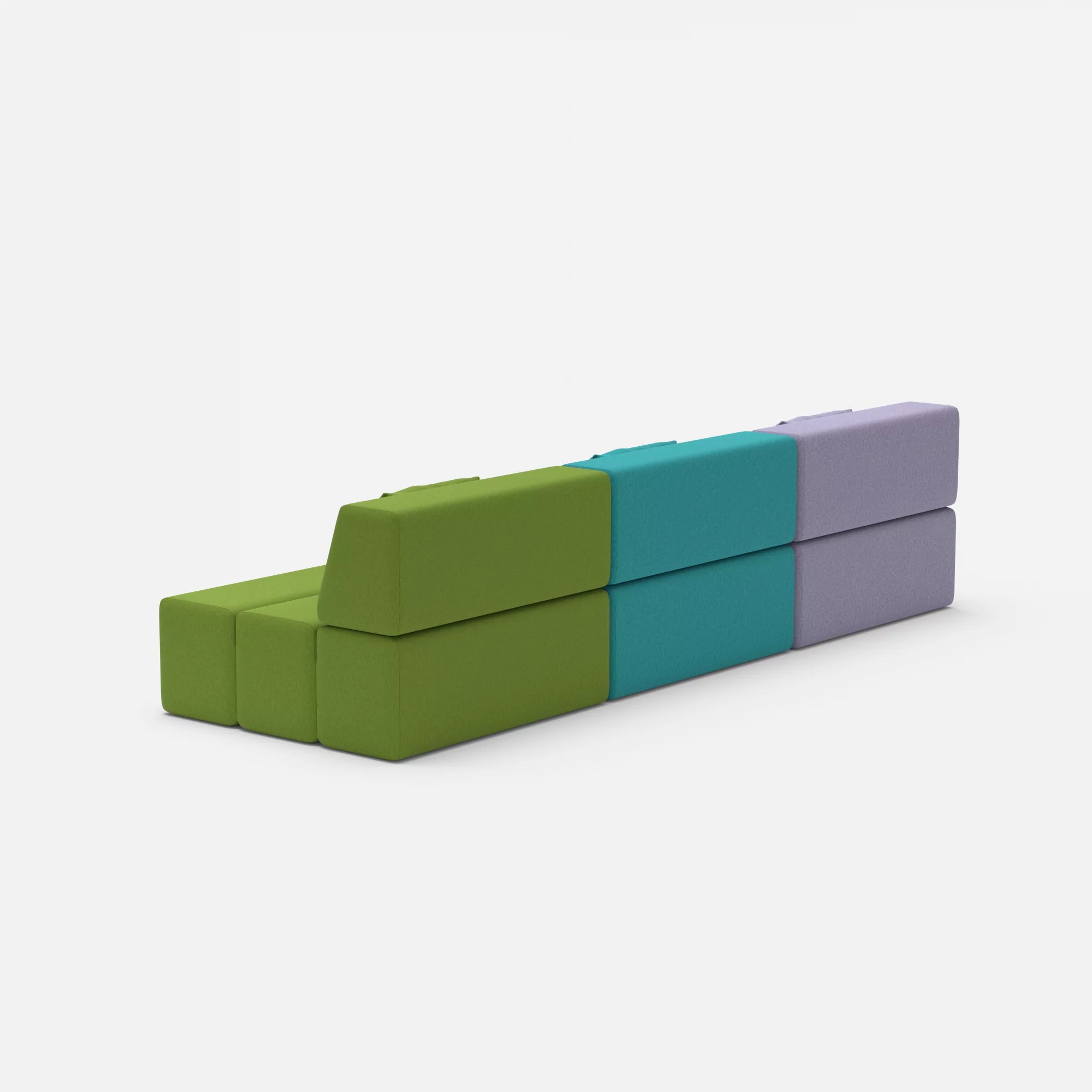 3 Sitzer Sofa Bricks 6 dama0039-dama0027 in Flieder und Grün von hinten