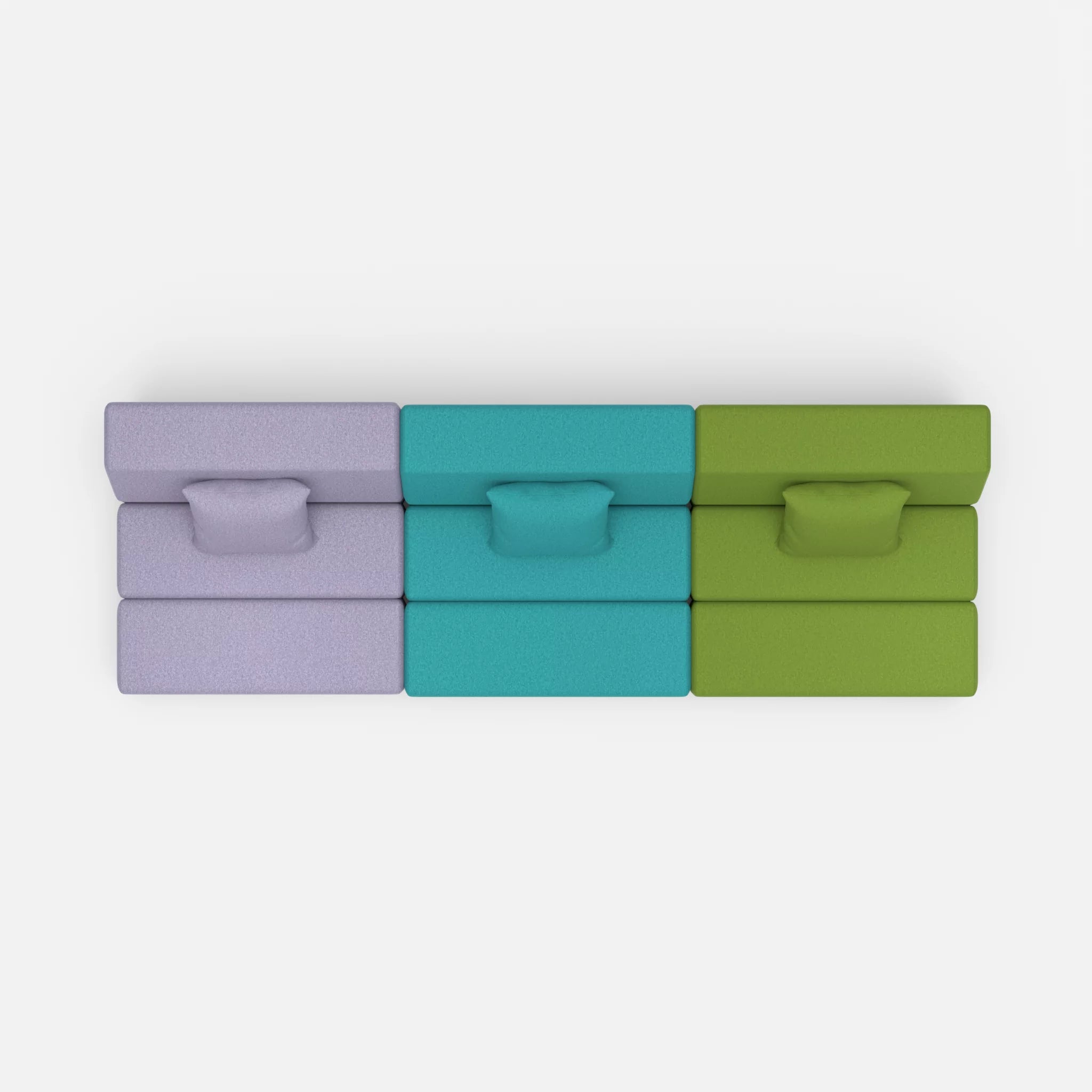 3 Sitzer Sofa Bricks 6 dama0039-dama0027 in Flieder und Grün von oben