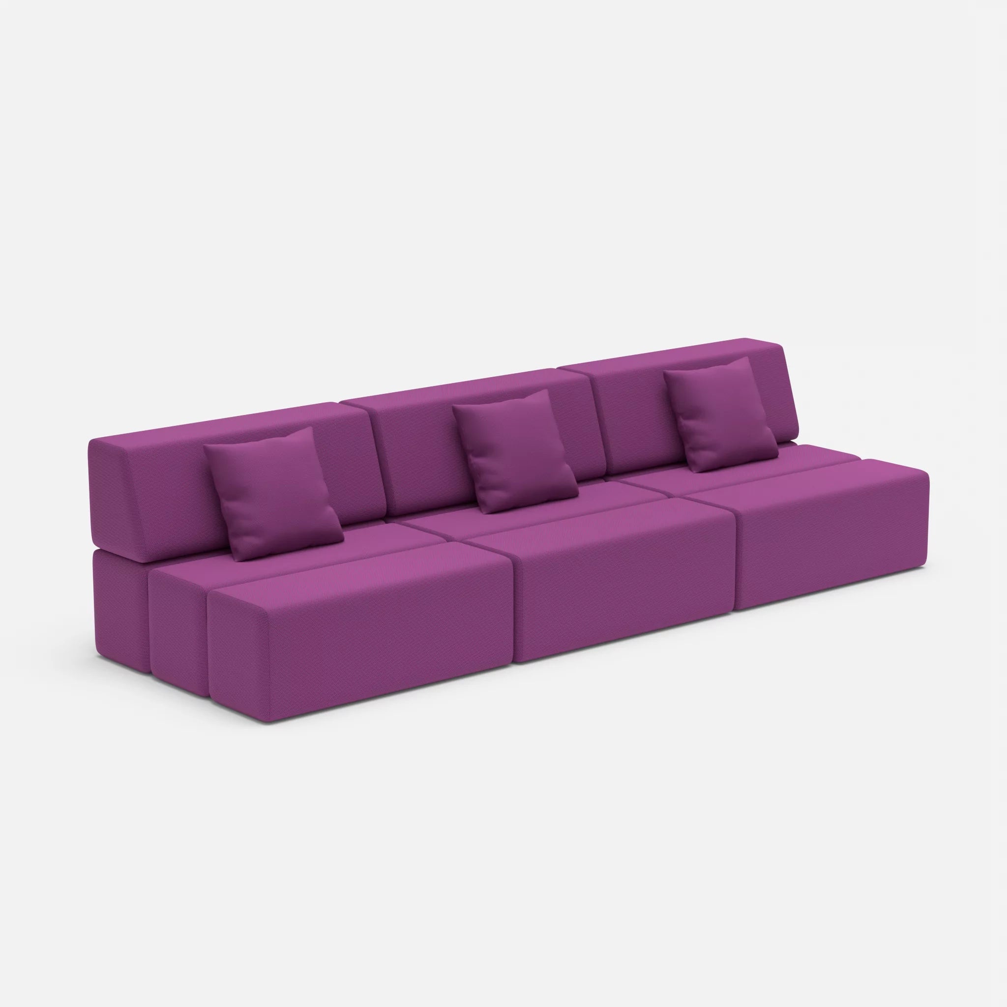 3 Sitzer Sofa Bricks 6 novumviola in Violett von der Seite