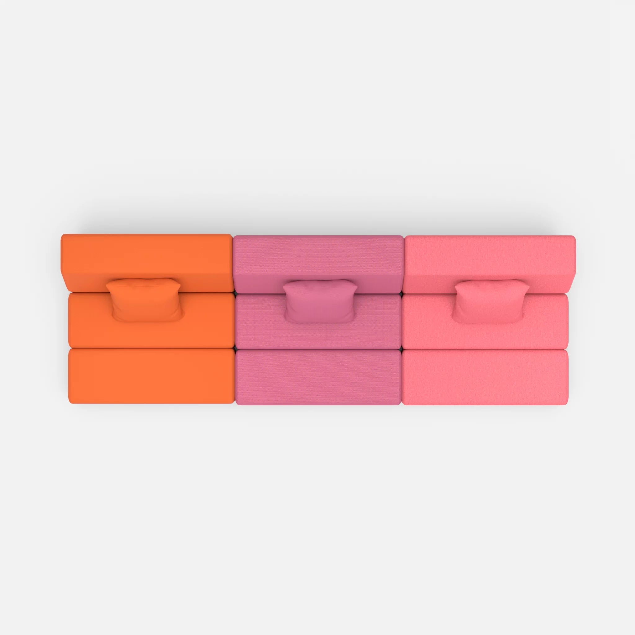 3 Sitzer Sofa Bricks 6 radio3094-dama0083 in Orange und Pink von oben