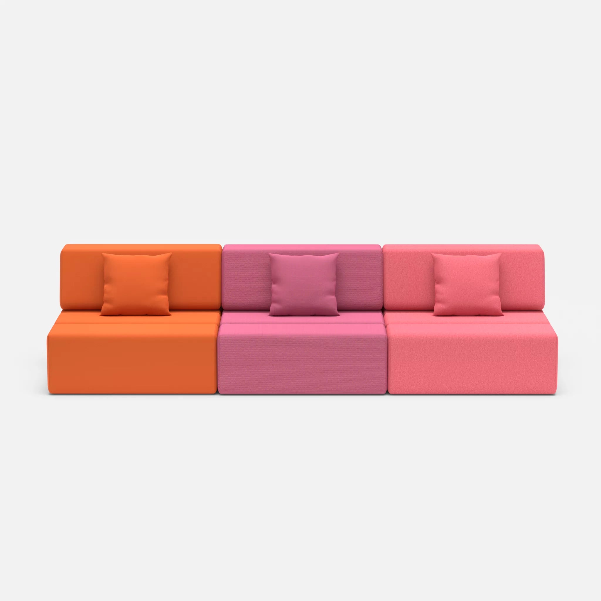 3 Sitzer Sofa Bricks 6 radio3094-dama0083 in Orange und Pink von vorne