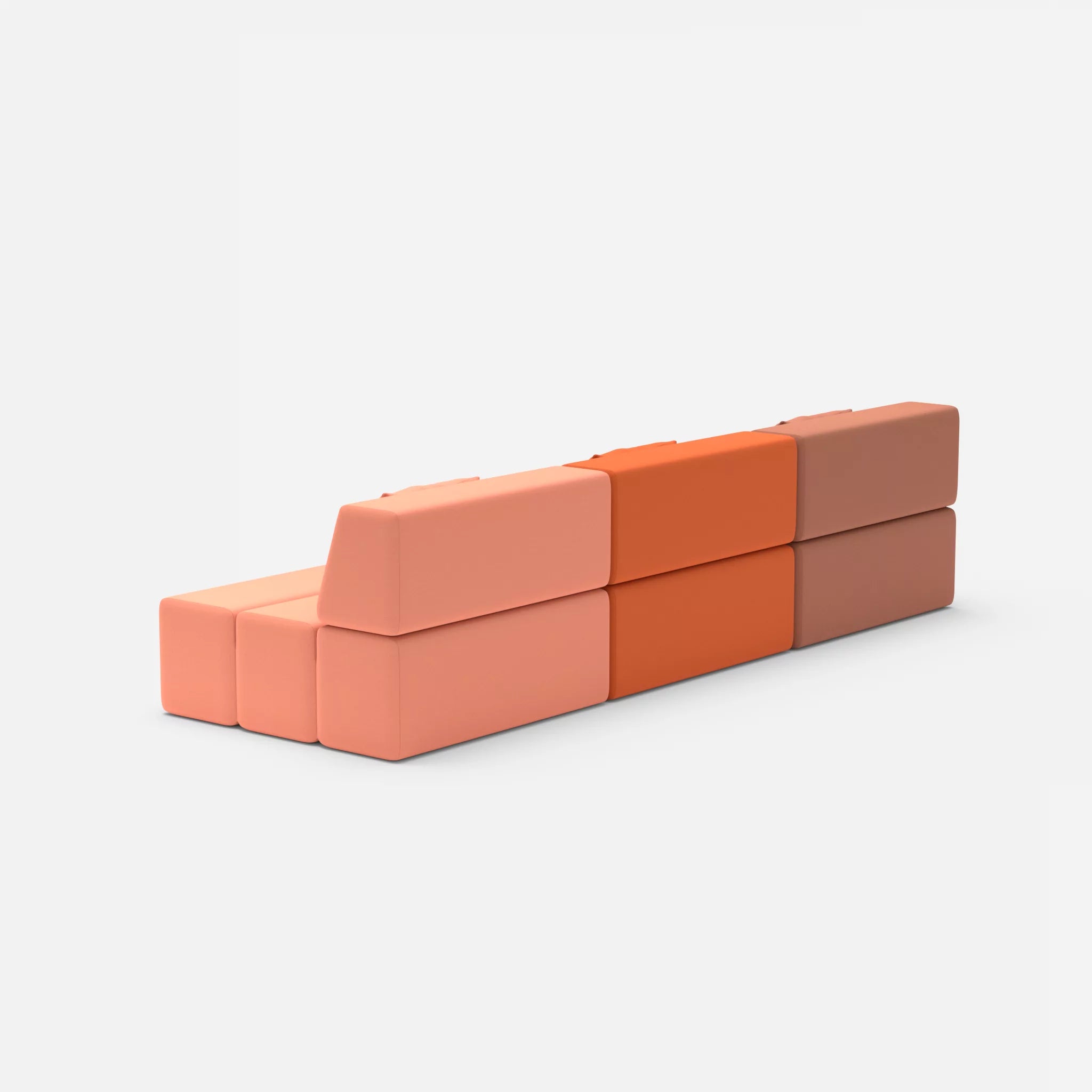 3 Sitzer Sofa Bricks 6 radio4037-radio4046 in Hellrot und Coral von hinten