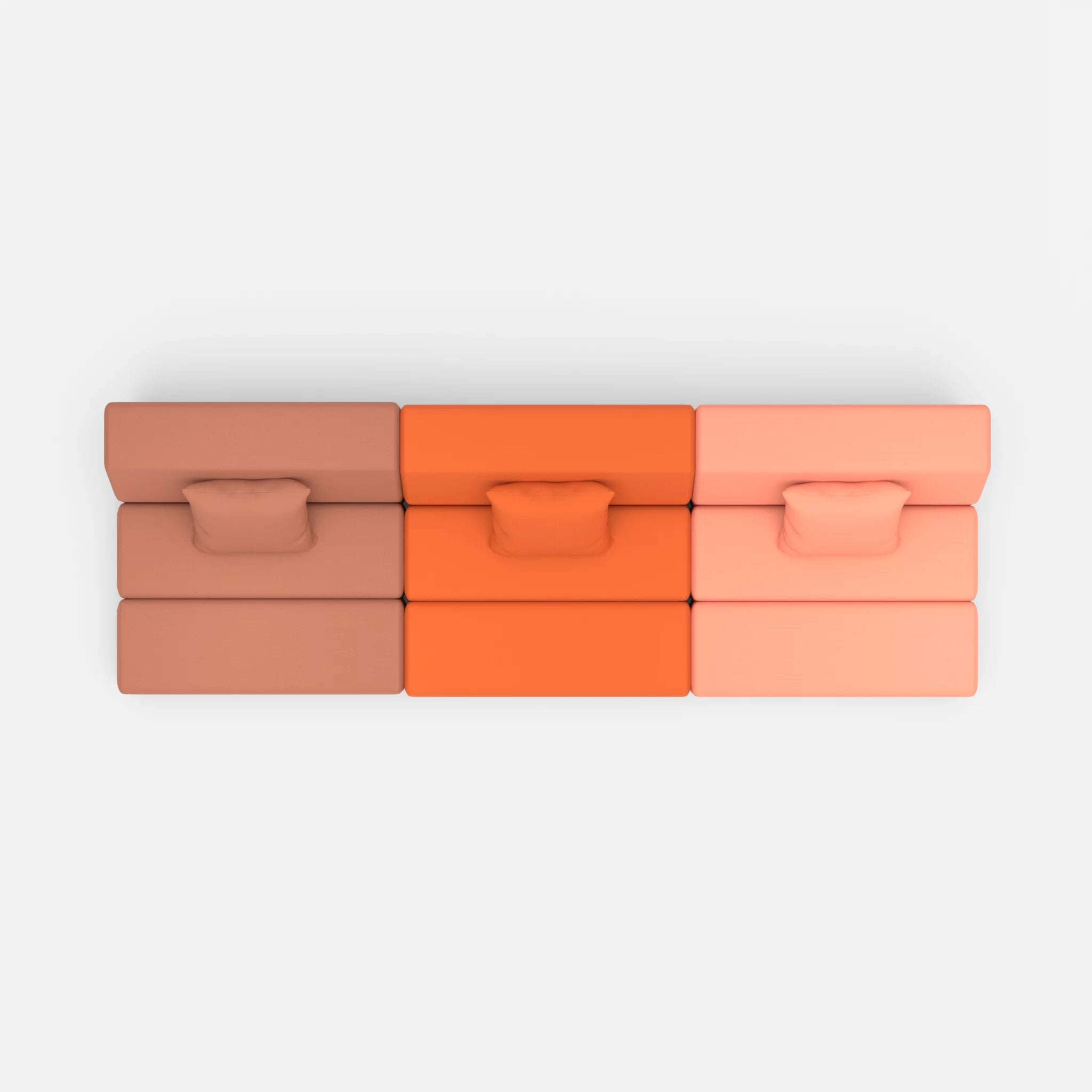 3 Sitzer Sofa Bricks 6 radio4037-radio4046 in Hellrot und Coral von oben
