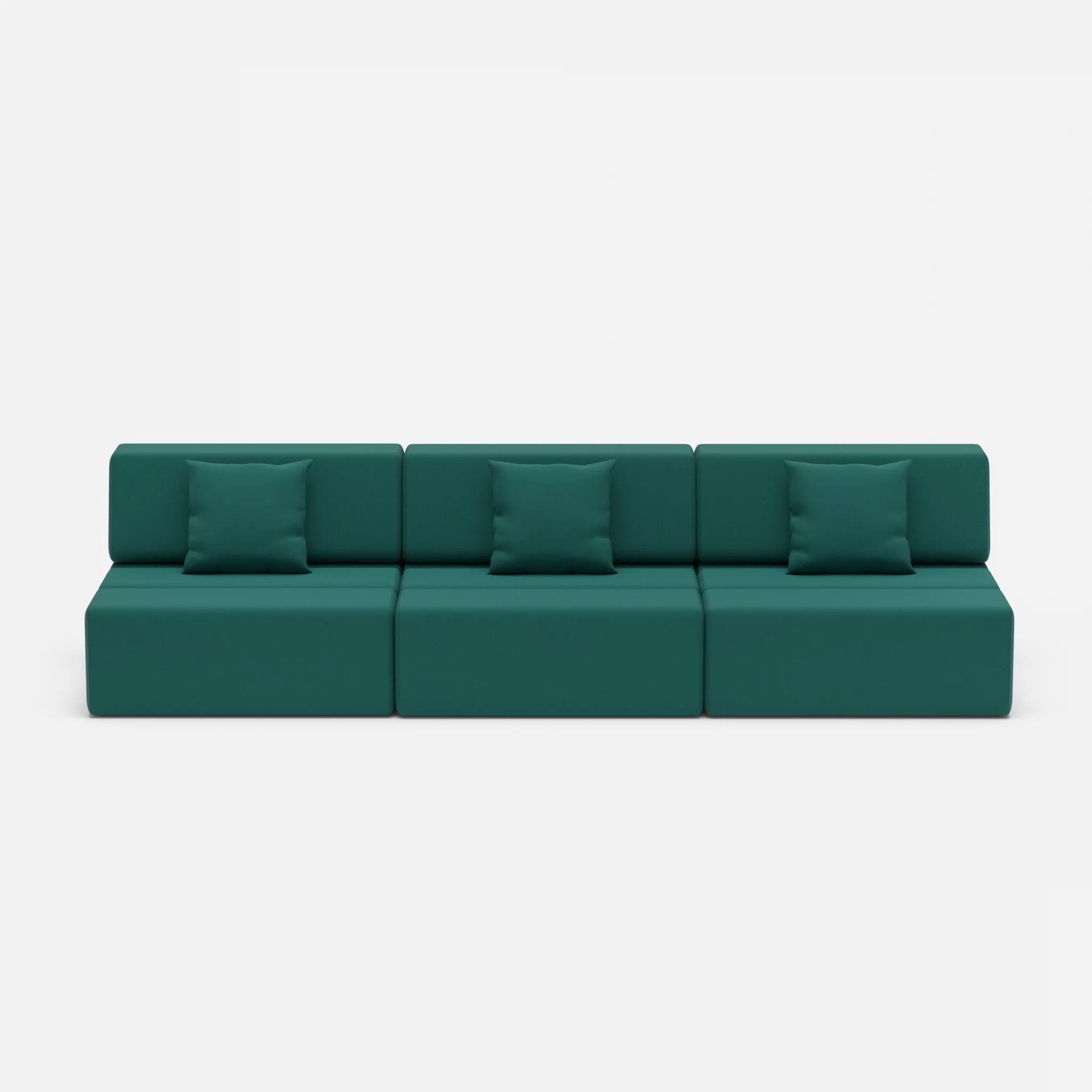 3 Sitzer Sofa Bricks 6 radio6015 in Türkis von vorne