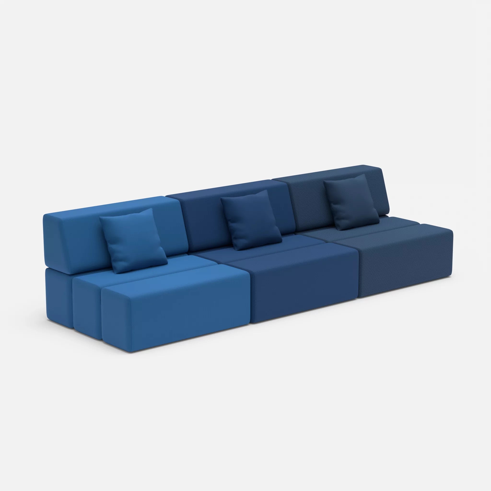 3 Sitzer Sofa Bricks 6 radio6075-novumamur in Blau und Navy von der Seite