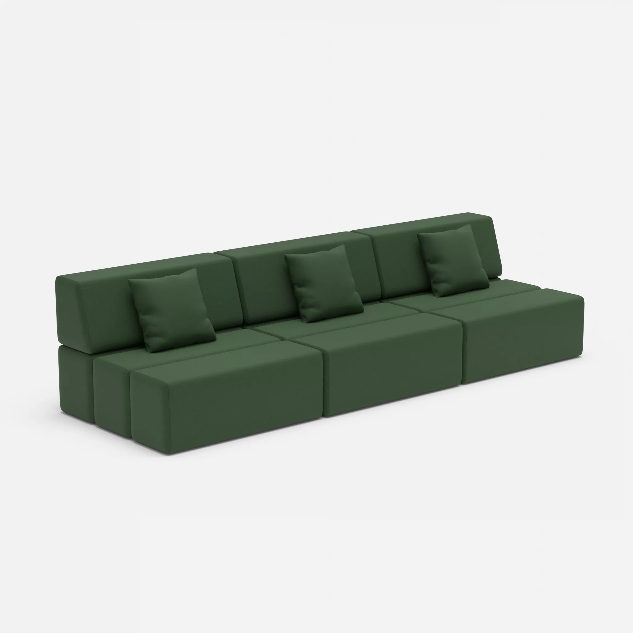 3 Sitzer Sofa Bricks 6 radio7036 in Olive von der Seite