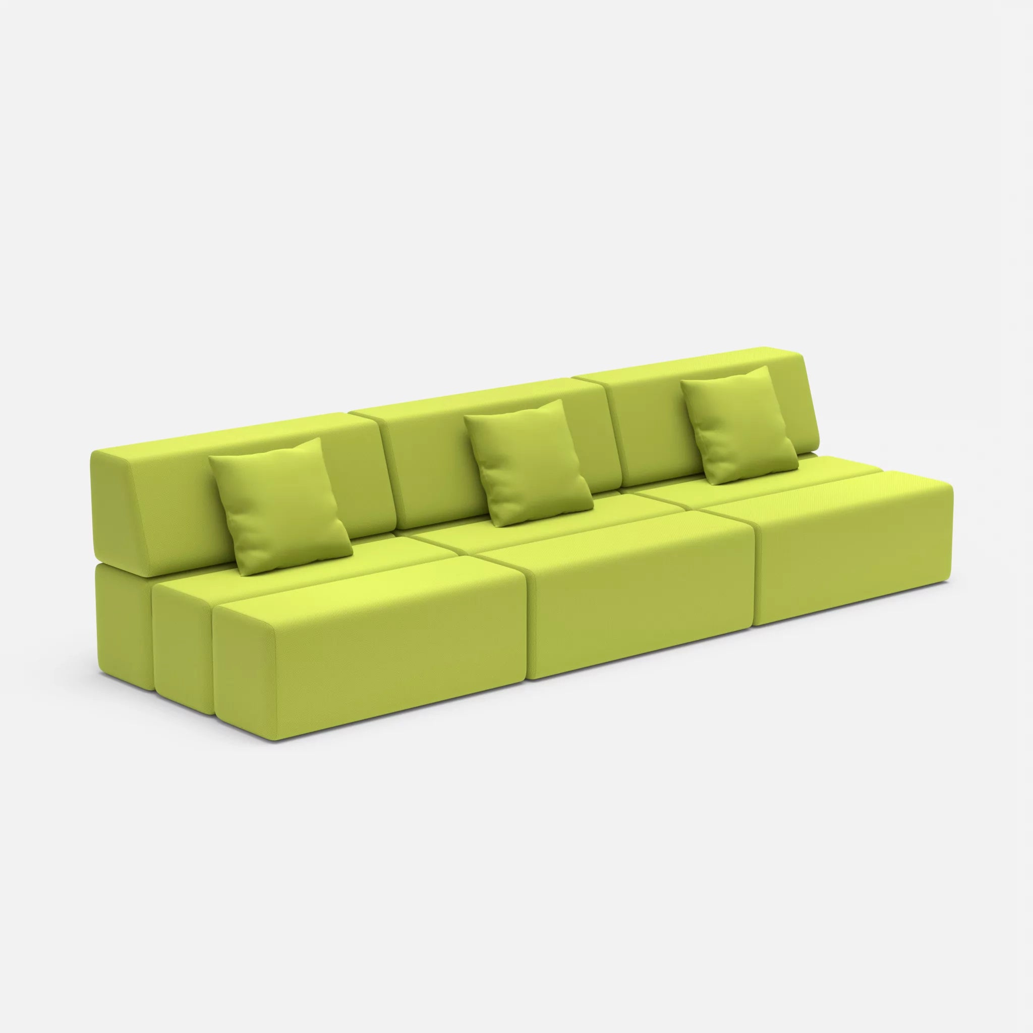 3 Sitzer Sofa Bricks 6 radio7041 in Hellgrün von der Seite