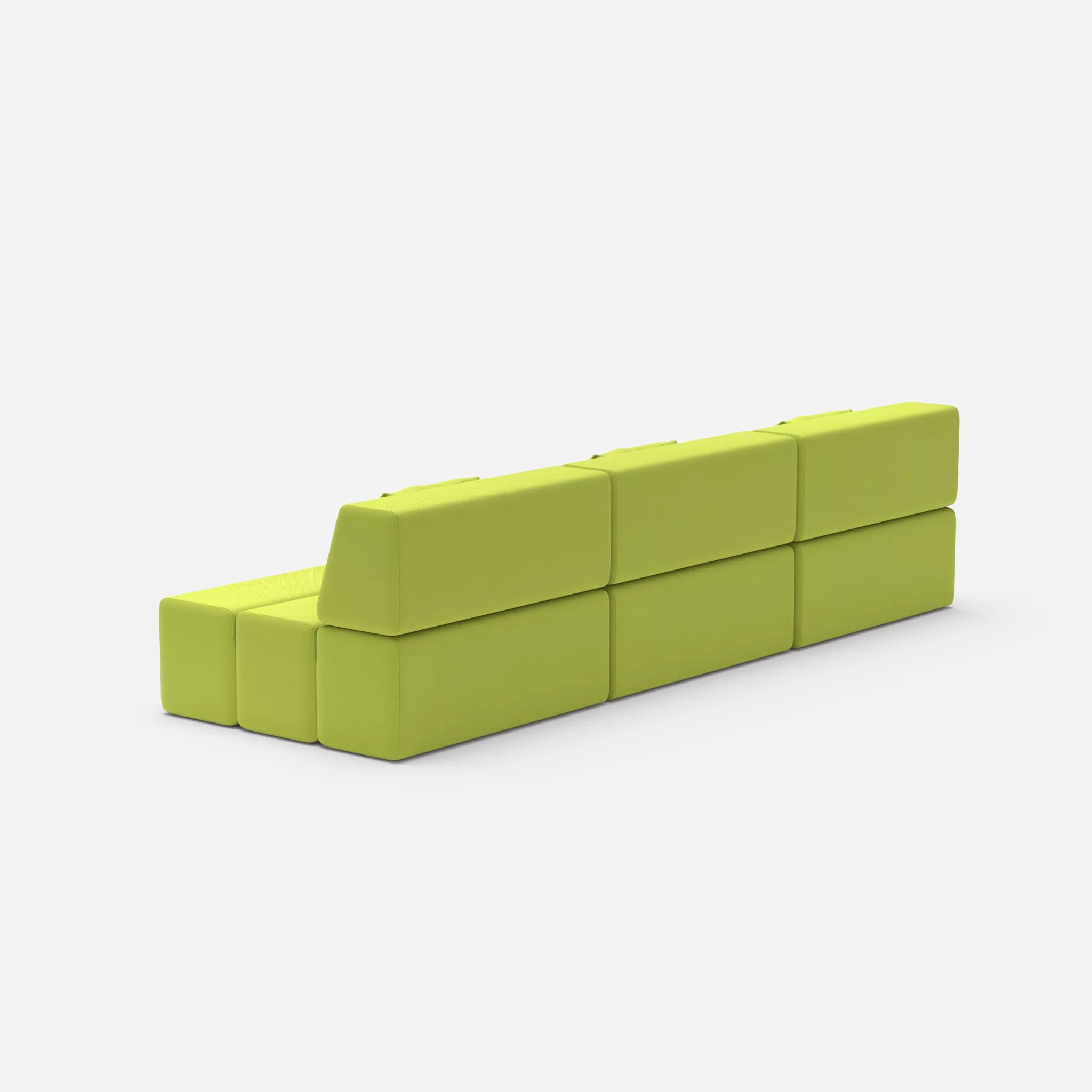 3 Sitzer Sofa Bricks 6 radio7041 in Hellgrün von hinten