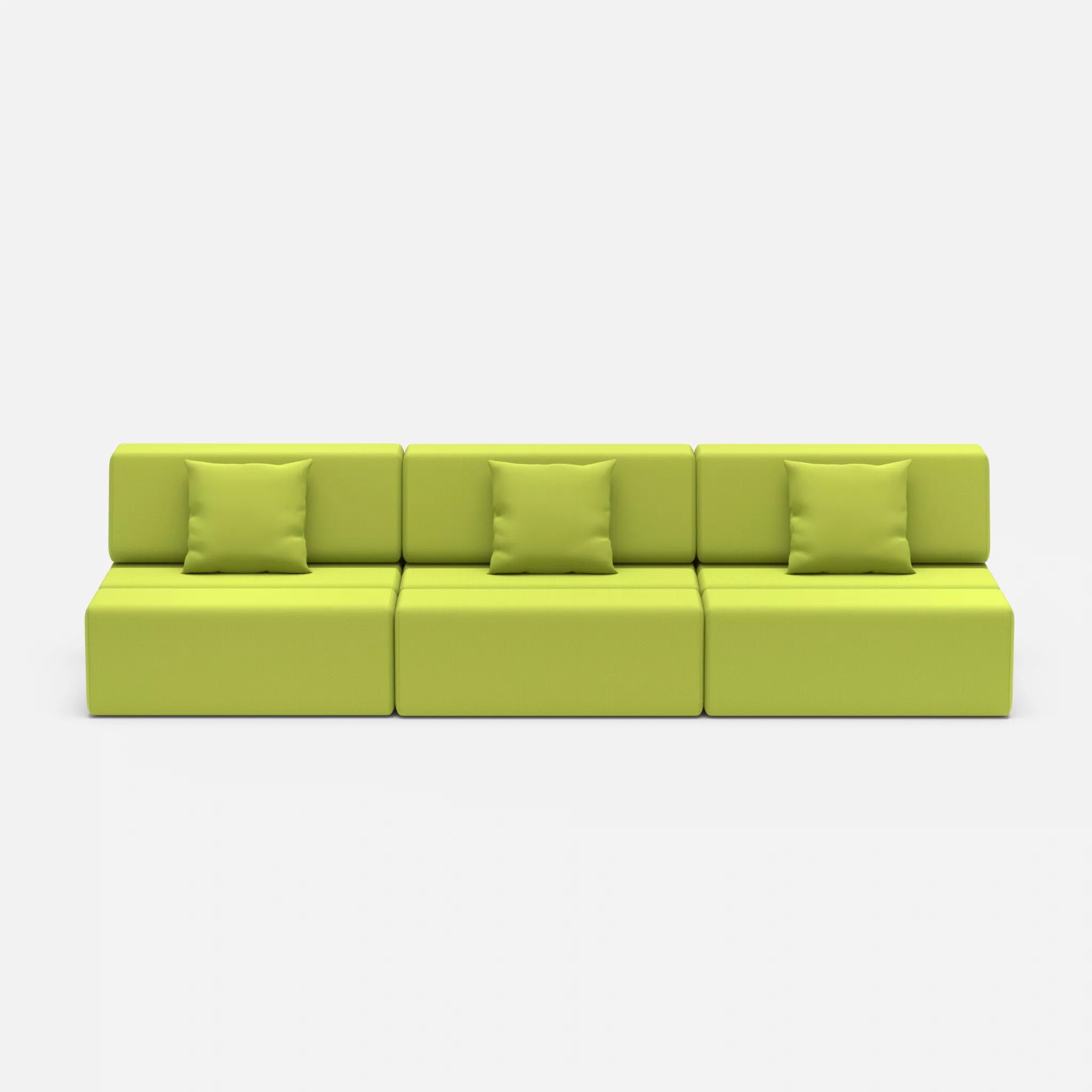 3 Sitzer Sofa Bricks 6 radio7041 in Hellgrün von vorne