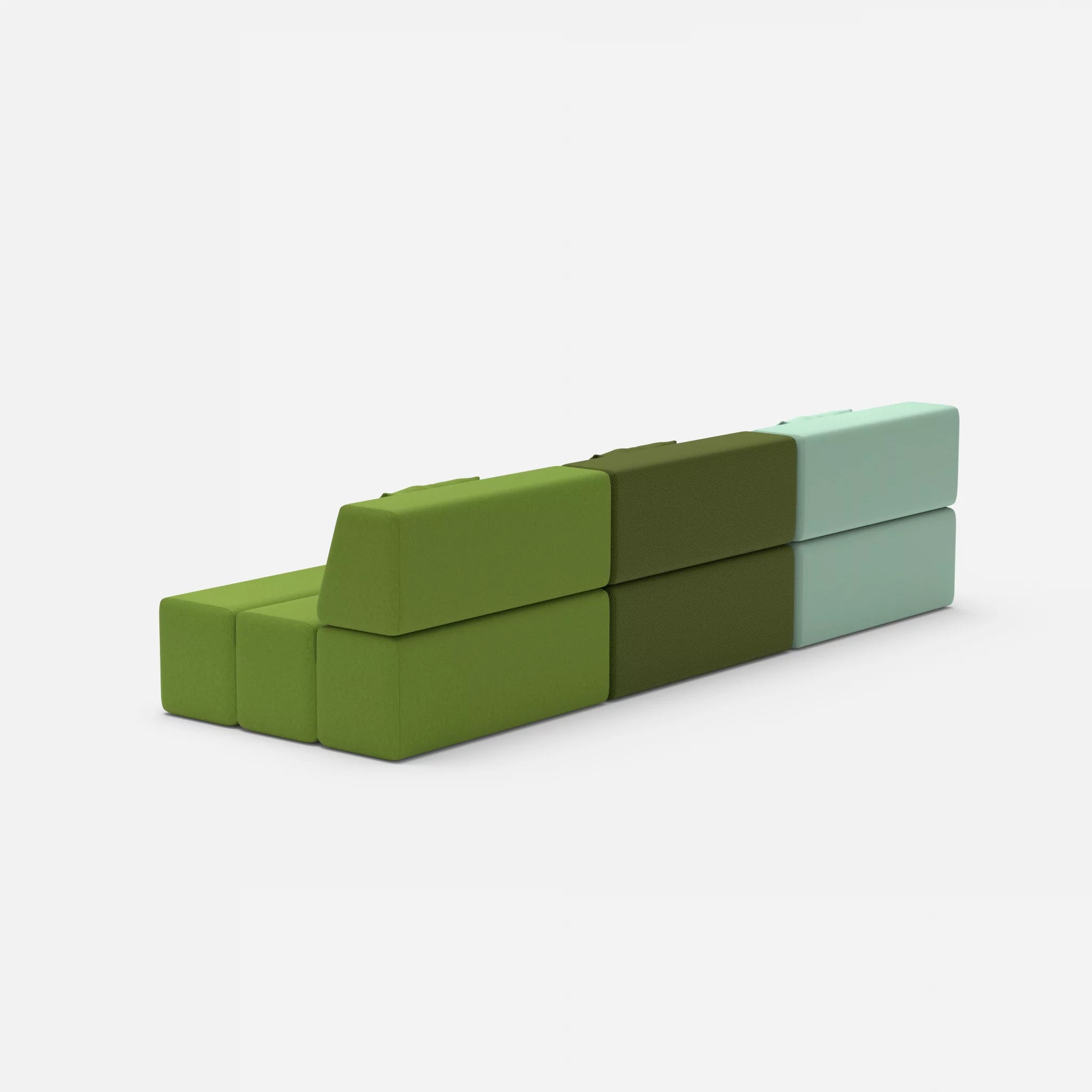 3 Sitzer Sofa Bricks 6 radio7045-dama0027 in Hellblau und Grün von hinten