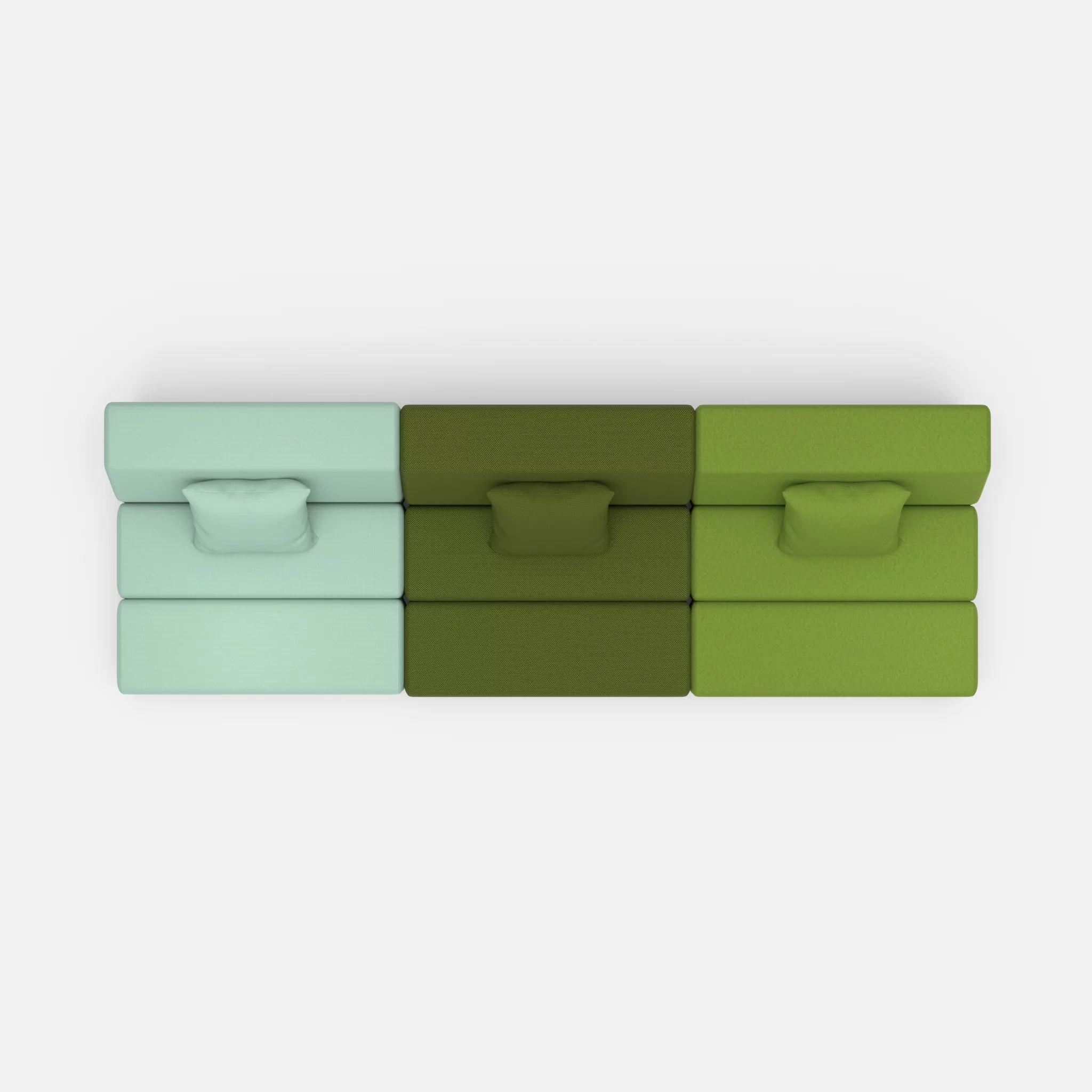 3 Sitzer Sofa Bricks 6 radio7045-dama0027 in Hellblau und Grün von oben