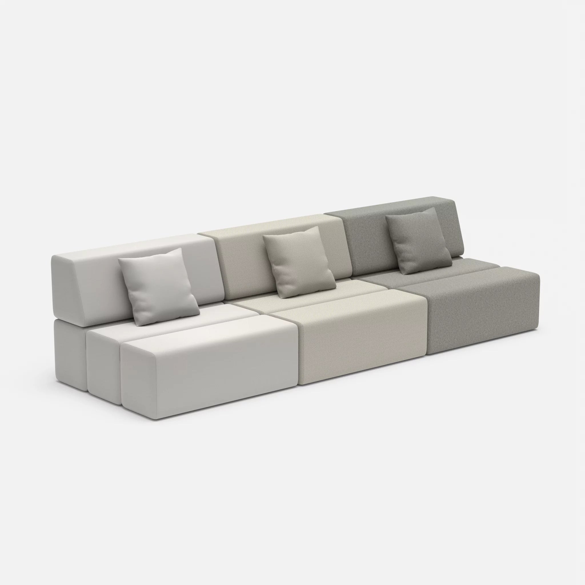 3 Sitzer Sofa Bricks 6 radio8027-dama0003 in Hellgrau und Mittelgrau von der Seite