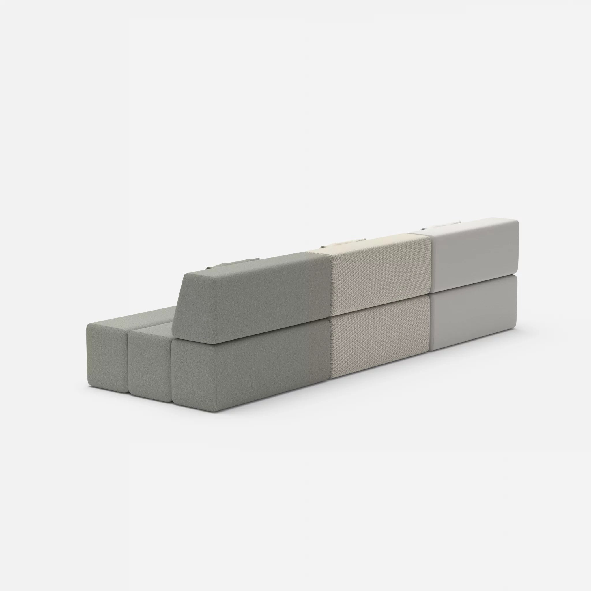 3 Sitzer Sofa Bricks 6 radio8027-dama0003 in Hellgrau und Mittelgrau von hinten