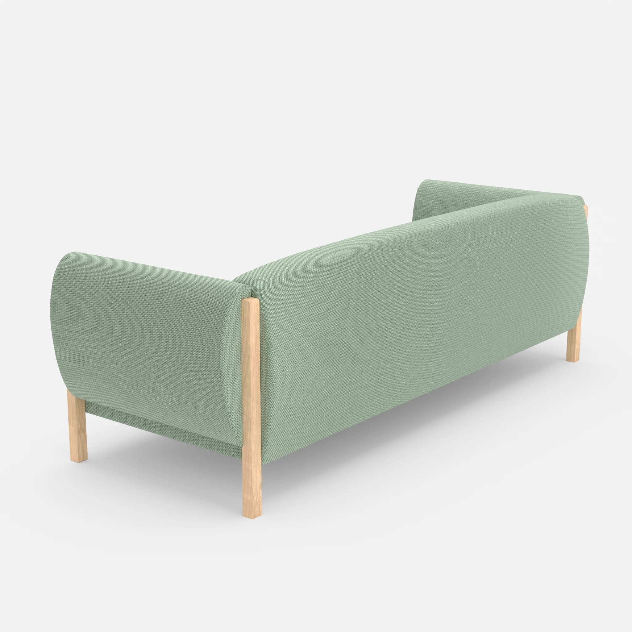 3 Sitzer Sofa Mallow credoaloe in Hellgrün von hinten