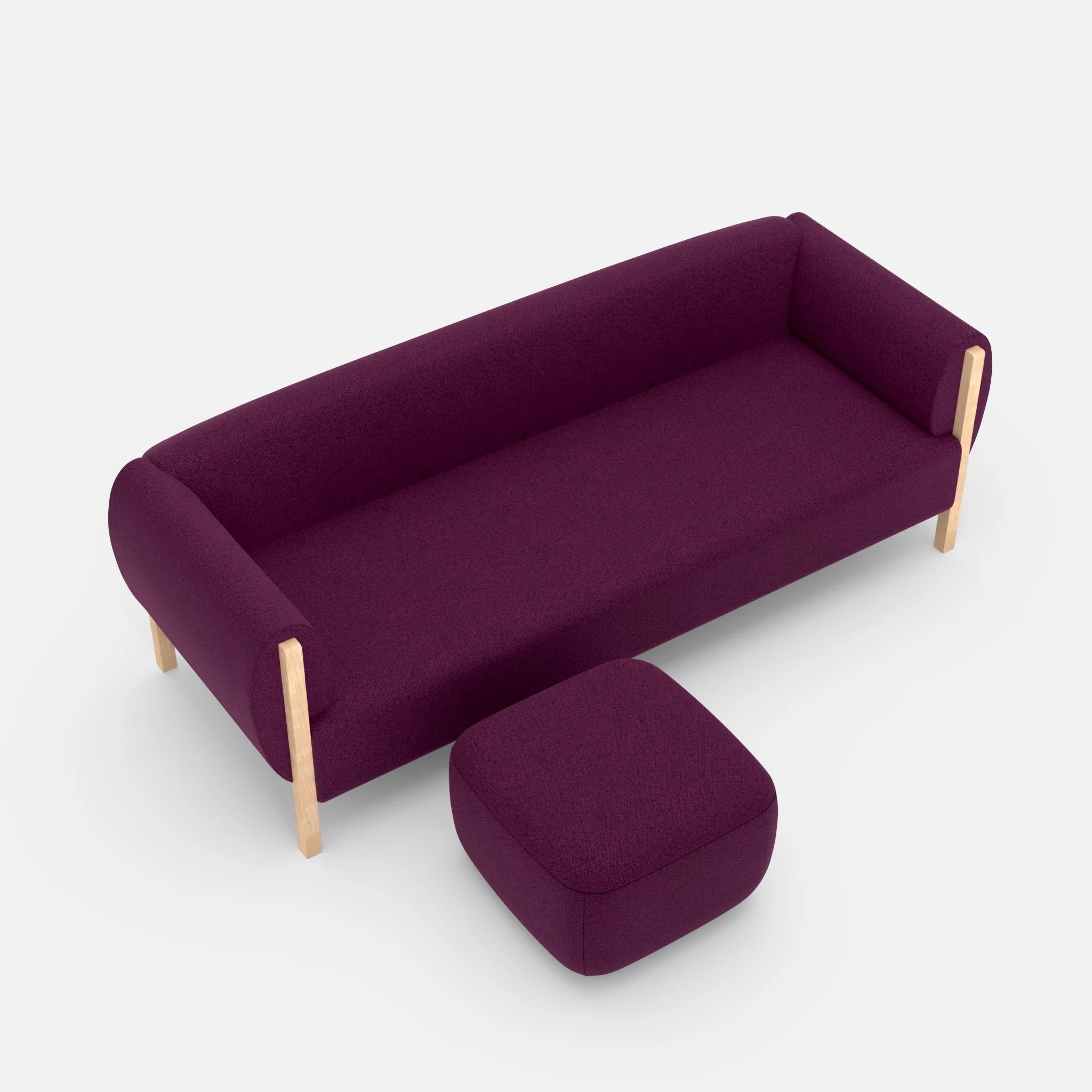 3 Sitzer Sofa Mallow mit Pouf celia0202 in Violett von oben