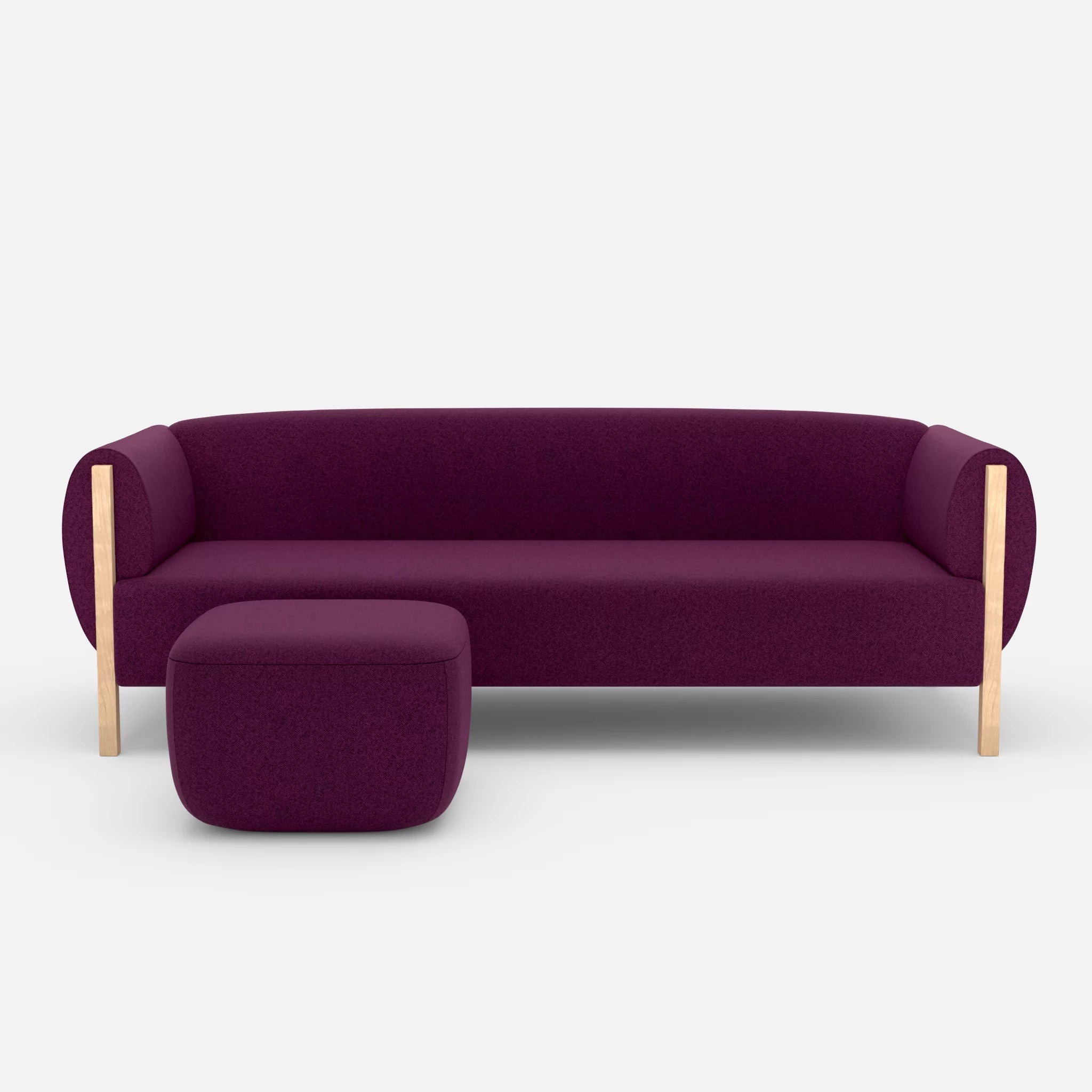 3 Sitzer Sofa Mallow mit Pouf celia0202 in Violett von vorne