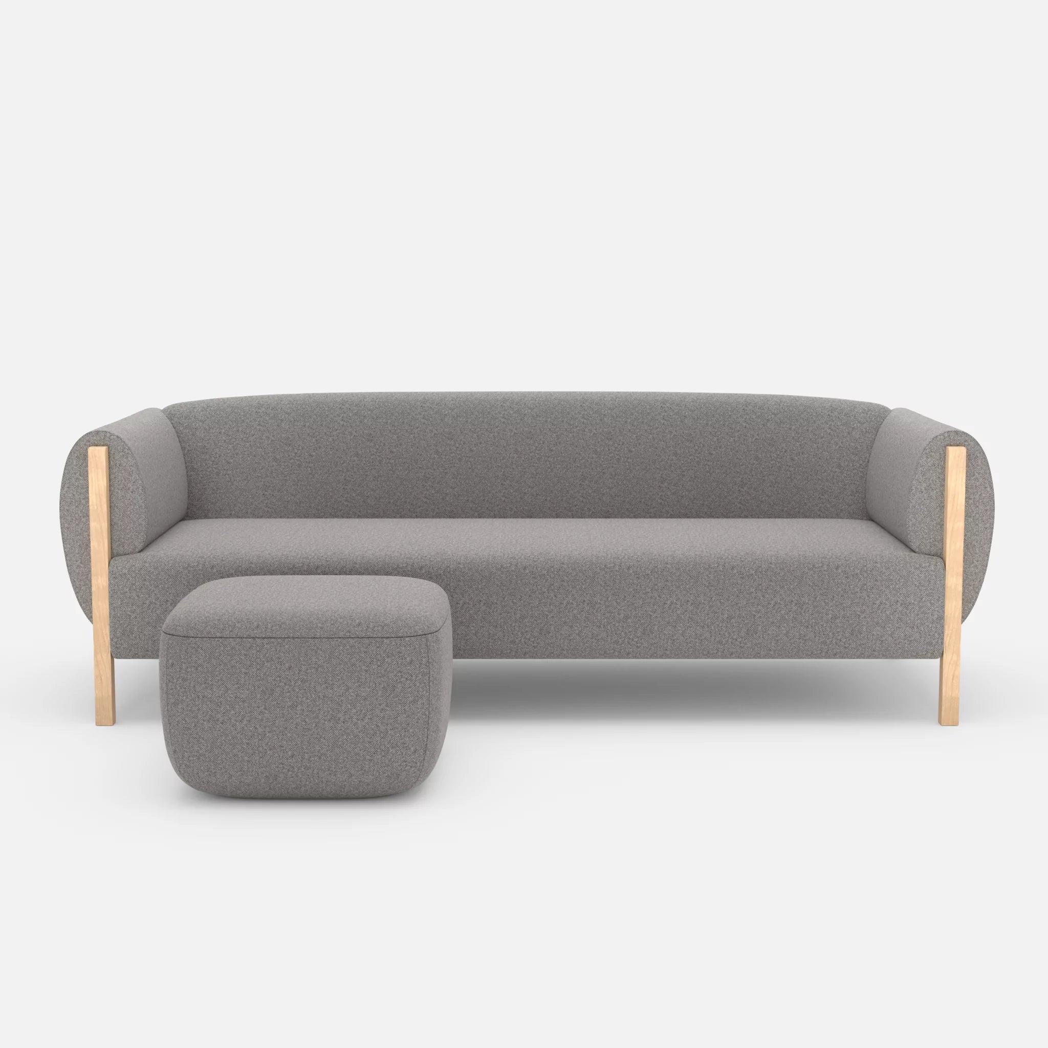 3 Sitzer Sofa Mallow mit Pouf celia0208 in Mittelgrau von vorne