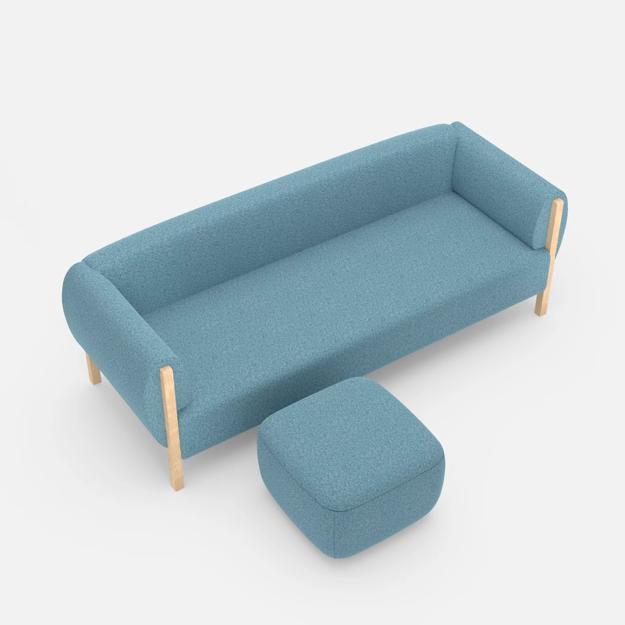 3 Sitzer Sofa Mallow mit Pouf celia0209 in Türkis von oben
