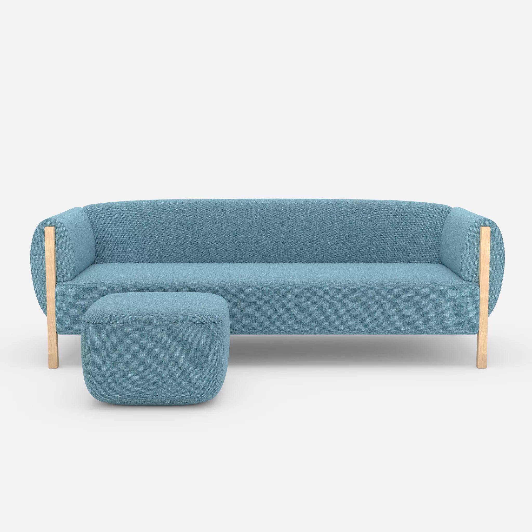 3 Sitzer Sofa Mallow mit Pouf celia0209 in Türkis von vorne