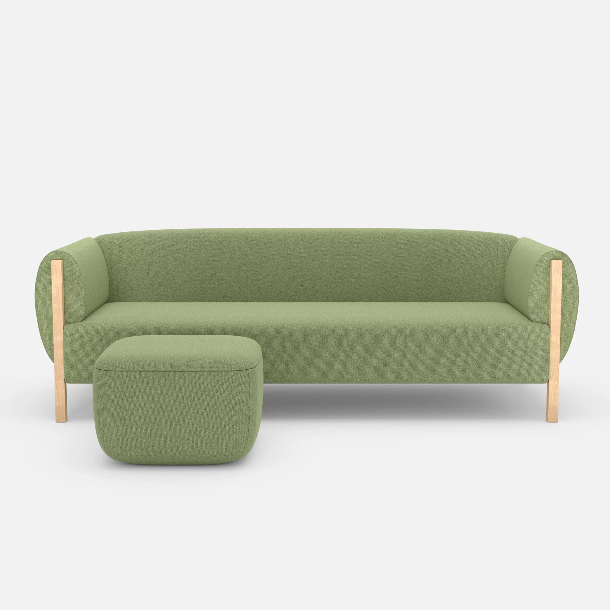 3 Sitzer Sofa Mallow mit Pouf celia0213 in Hellgrün von vorne