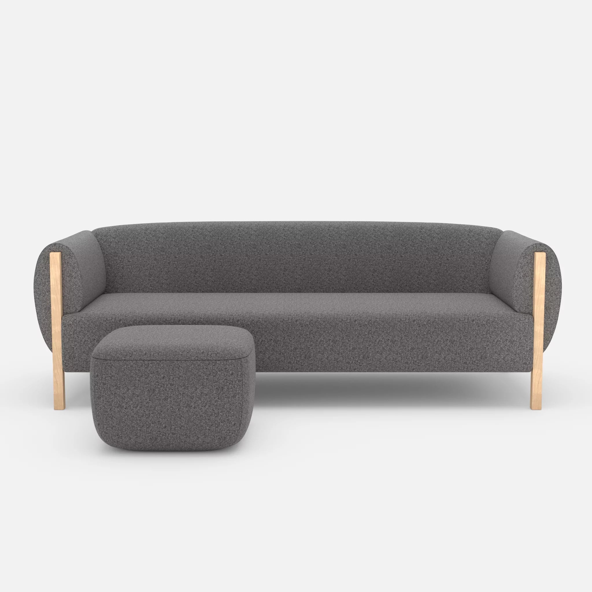 3 Sitzer Sofa Mallow mit Pouf celia0218 in Dunkelgrau von vorne