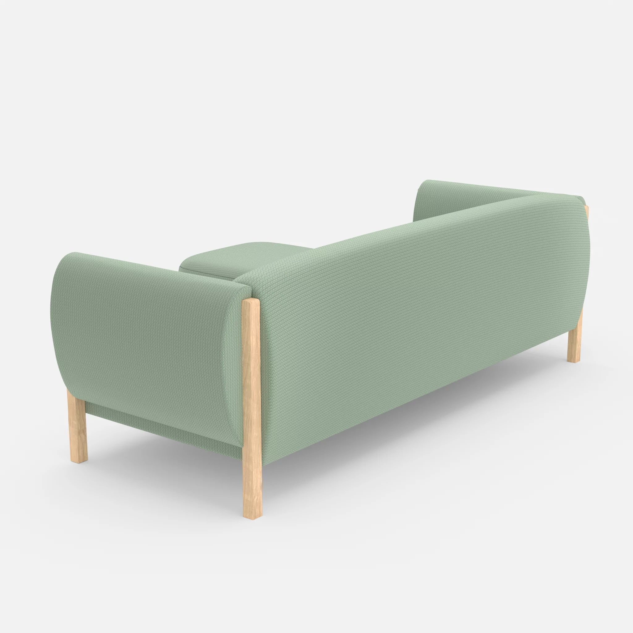 3 Sitzer Sofa Mallow mit Pouf credoaloe in Hellgrün von hinten
