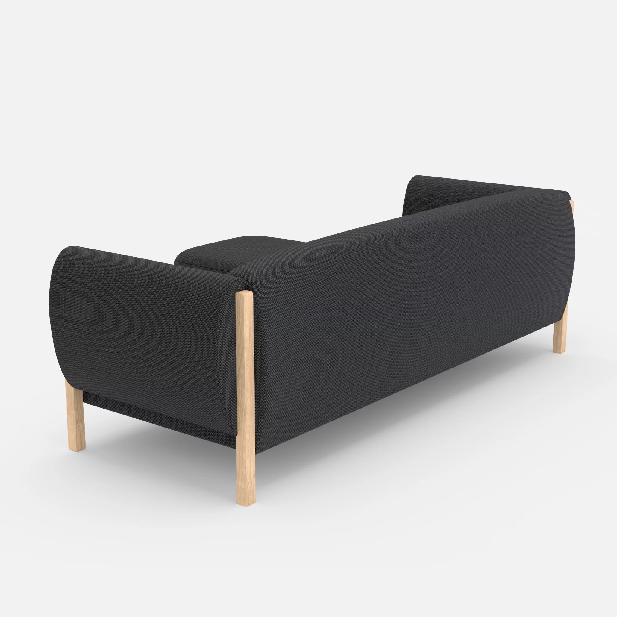 3 Sitzer Sofa Mallow mit Pouf credoasphalt in Anthrazit von hinten