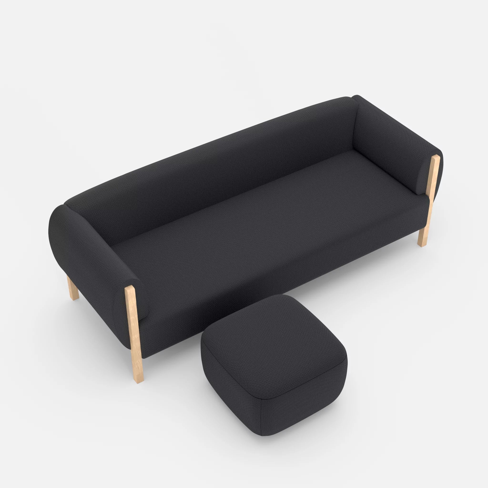 3 Sitzer Sofa Mallow mit Pouf credoasphalt in Anthrazit von oben