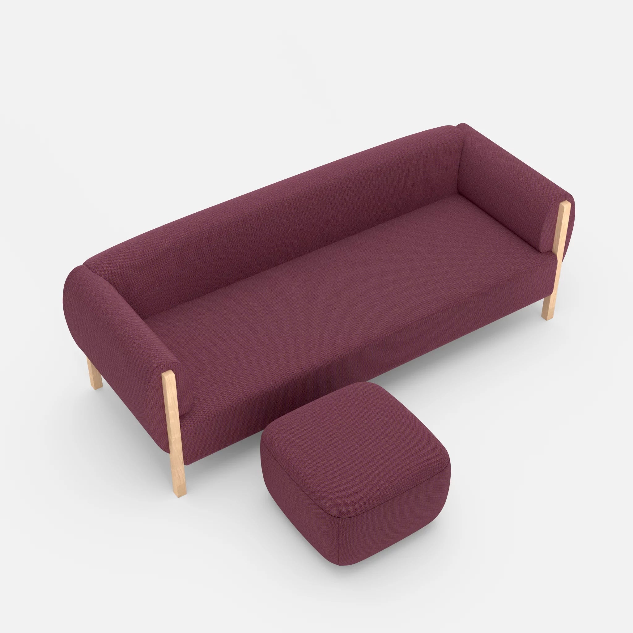 3 Sitzer Sofa Mallow mit Pouf credobreva in Violett von oben