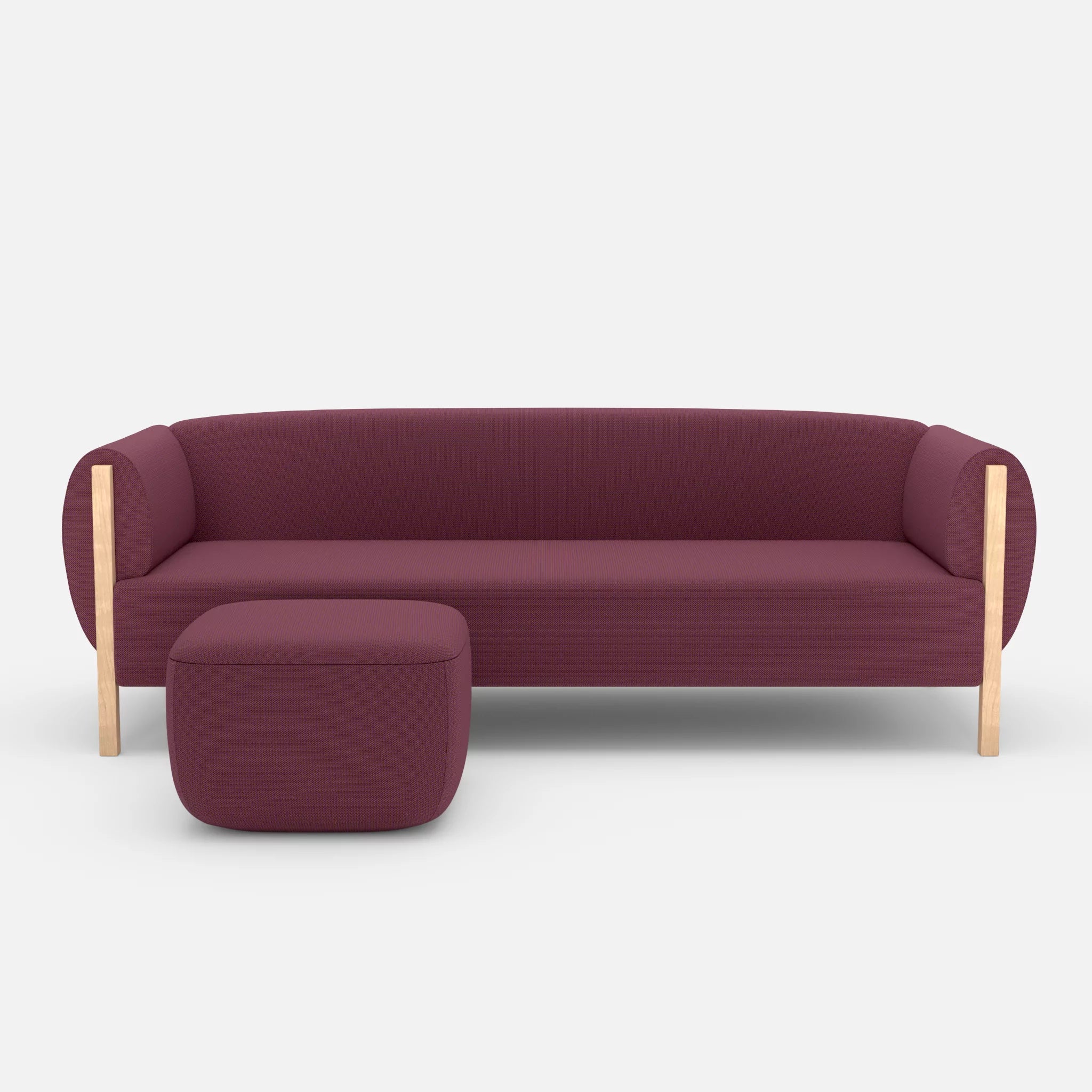 3 Sitzer Sofa Mallow mit Pouf credobreva in Violett von vorne