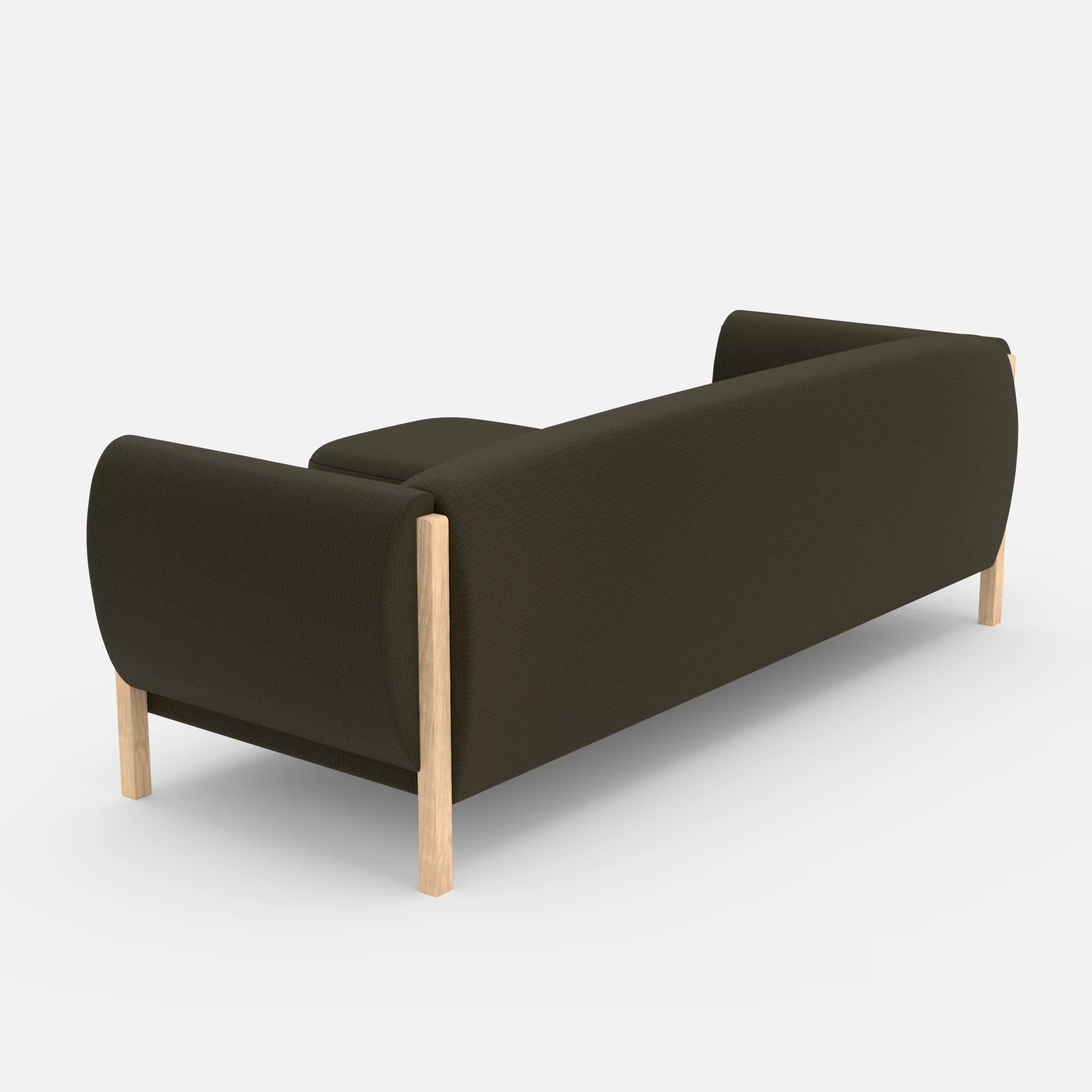 3 Sitzer Sofa Mallow mit Pouf credoforest in Dunkelgrün von hinten