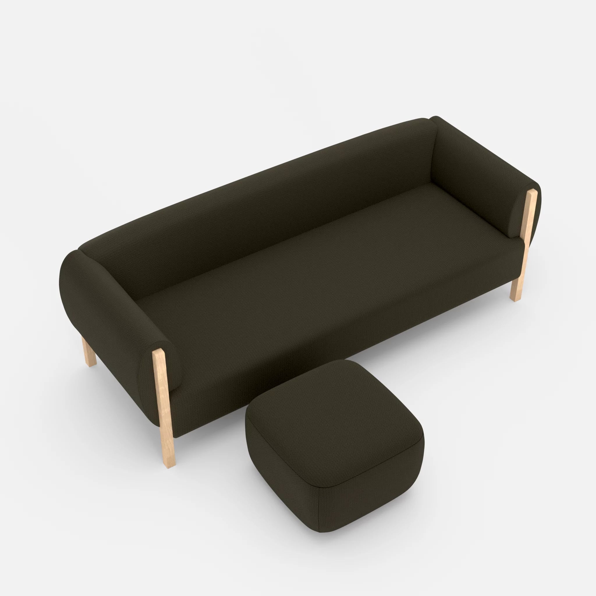 3 Sitzer Sofa Mallow mit Pouf credoforest in Dunkelgrün von oben