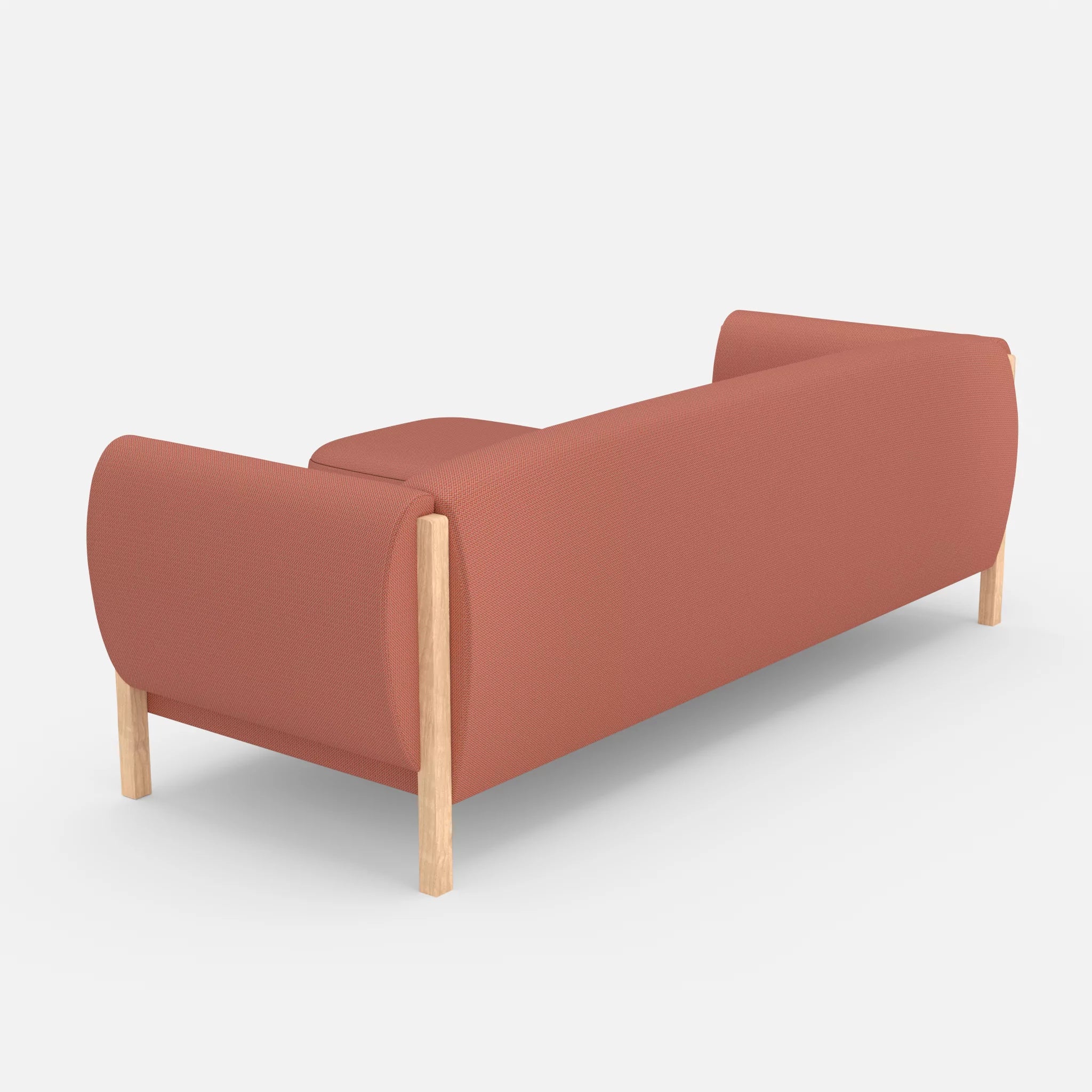 3 Sitzer Sofa Mallow mit Pouf credograpefruit in Coral von hinten