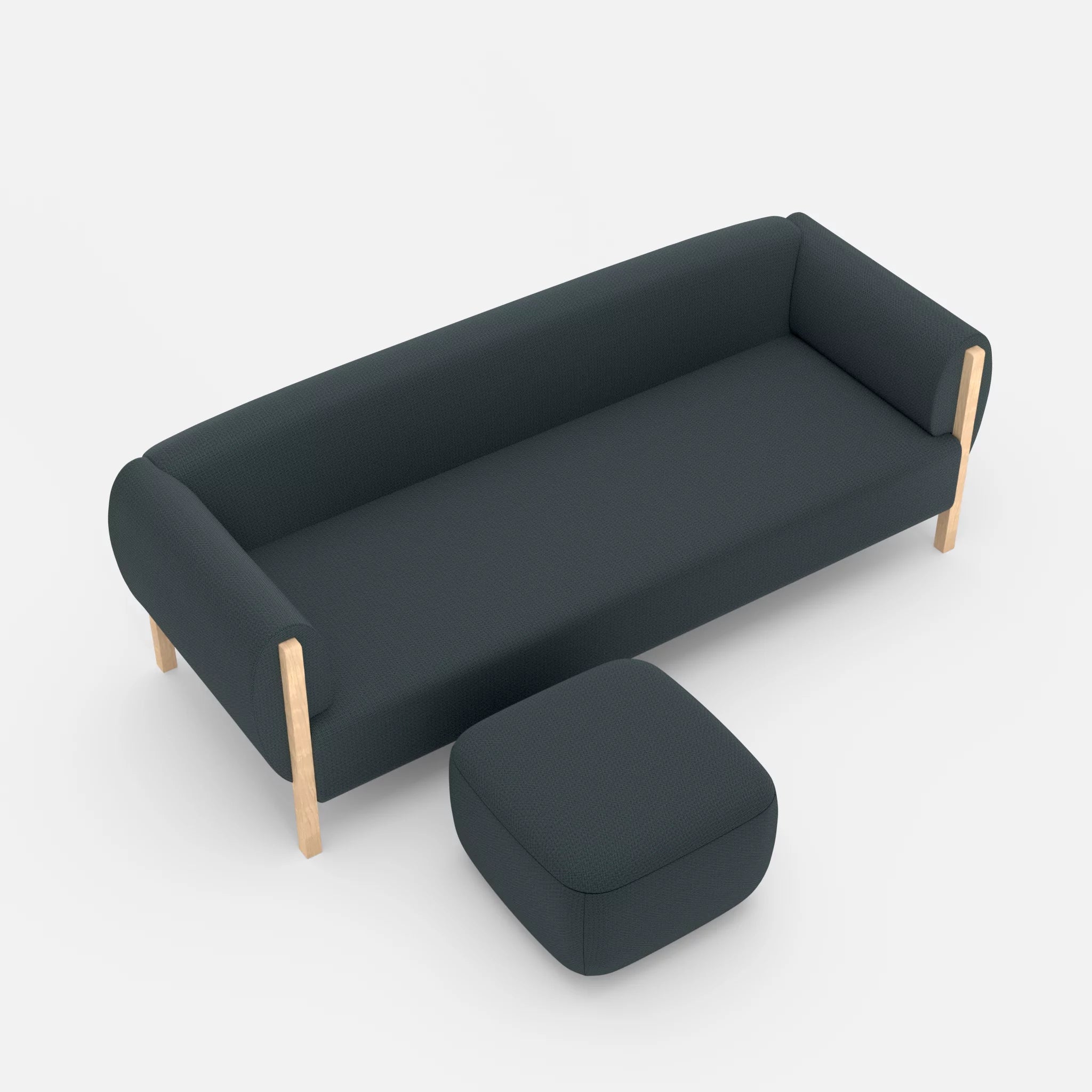 3 Sitzer Sofa Mallow mit Pouf credojaspis in Türkis von oben