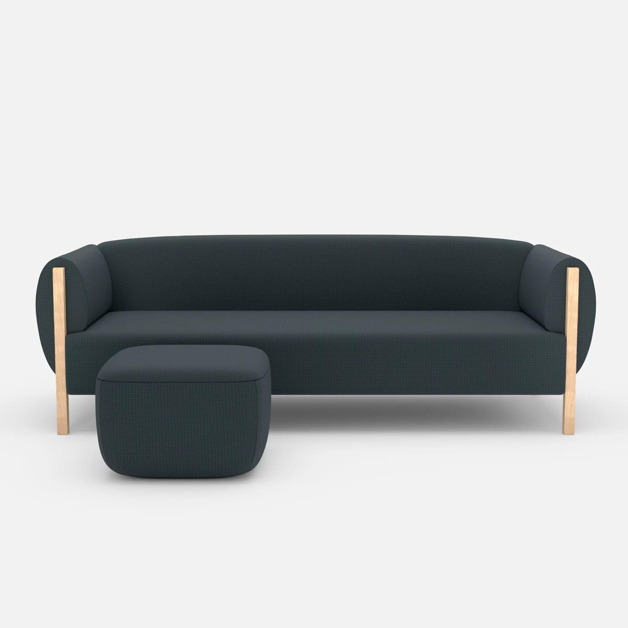 3 Sitzer Sofa Mallow mit Pouf credojaspis in Türkis von vorne