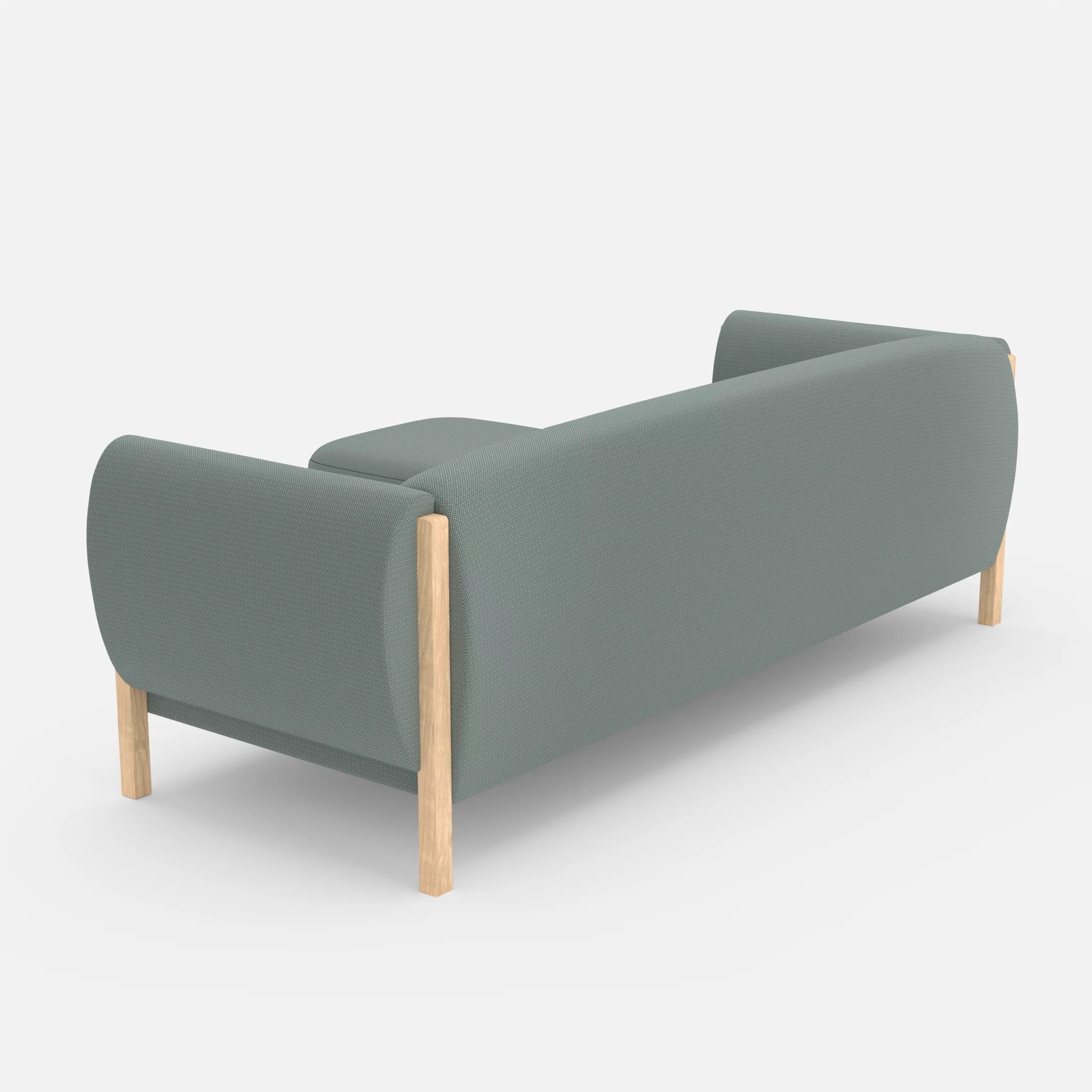 3 Sitzer Sofa Mallow mit Pouf credolake in Graublau von hinten