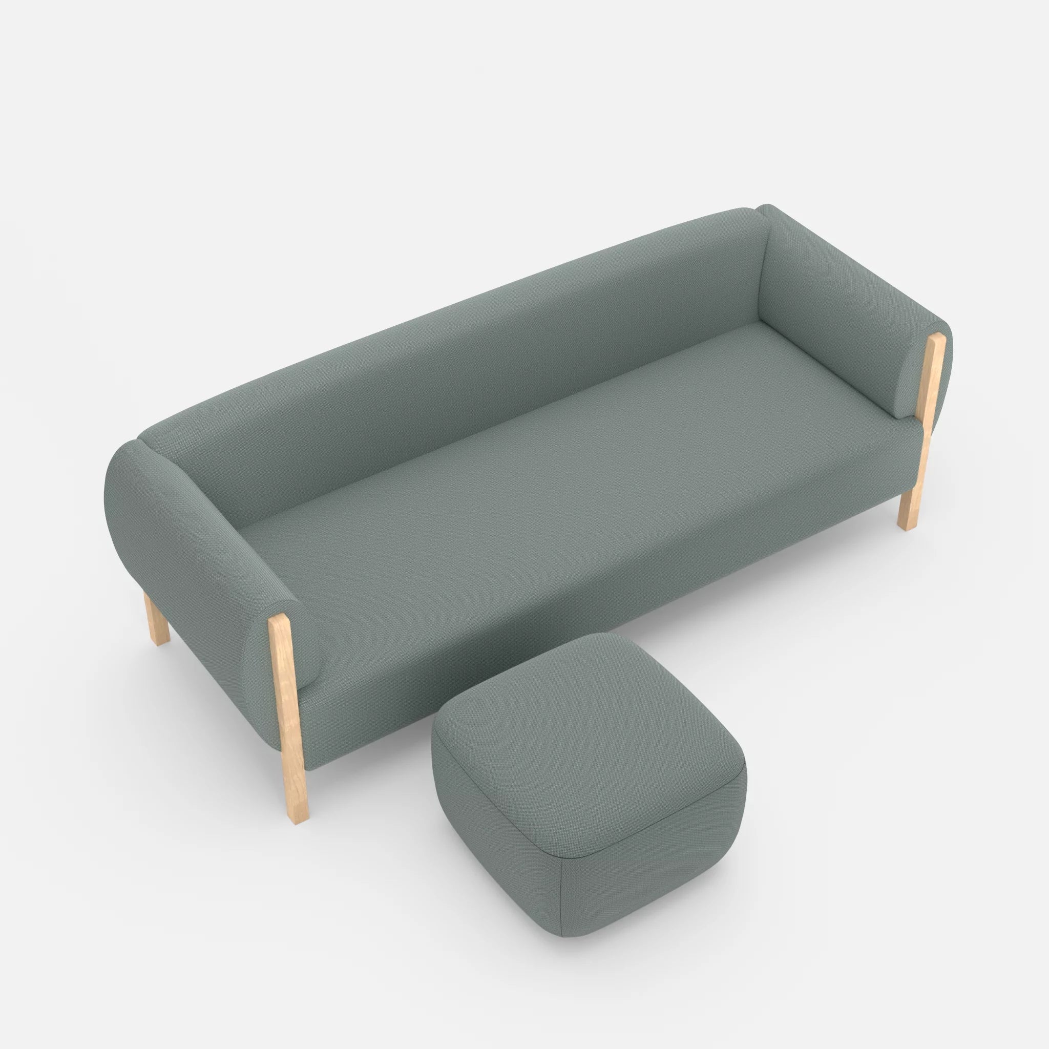 3 Sitzer Sofa Mallow mit Pouf credolake in Graublau von oben