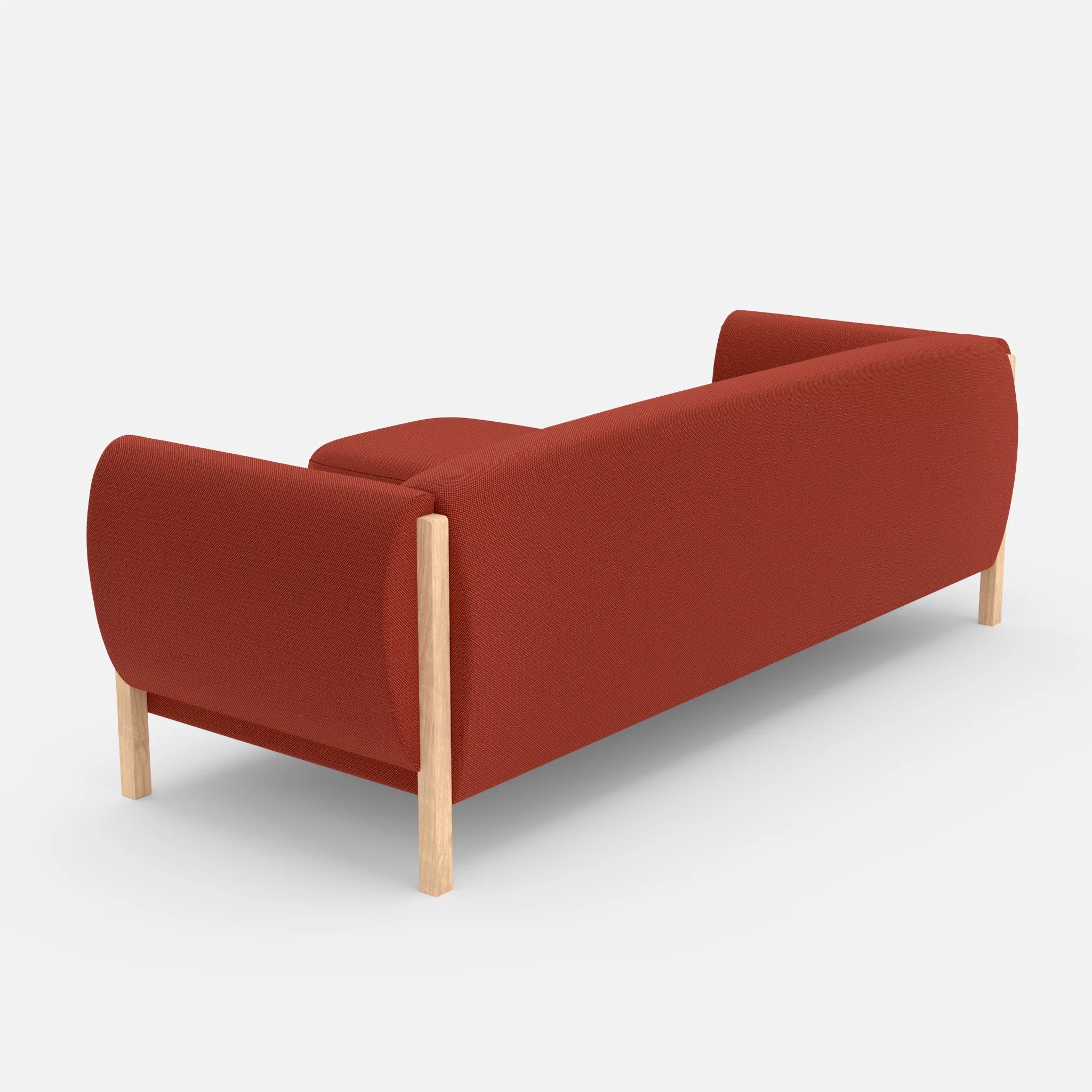 3 Sitzer Sofa Mallow mit Pouf credolampion in Rot von hinten