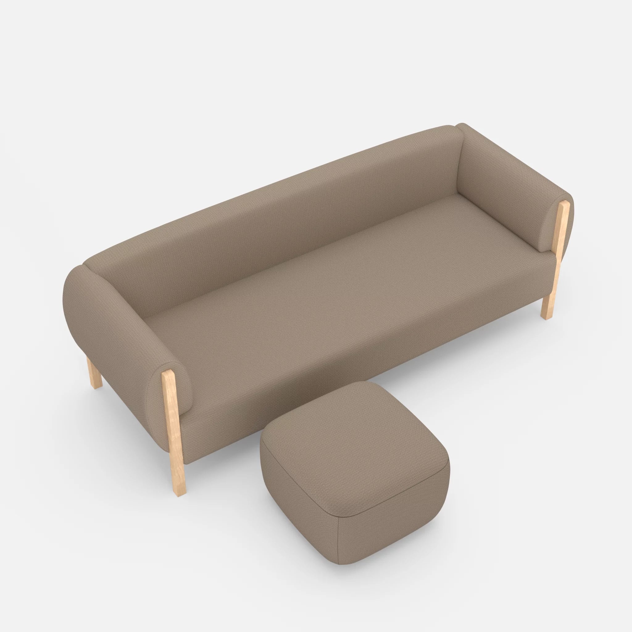 3 Sitzer Sofa Mallow mit Pouf credomacadamia in Beige von oben