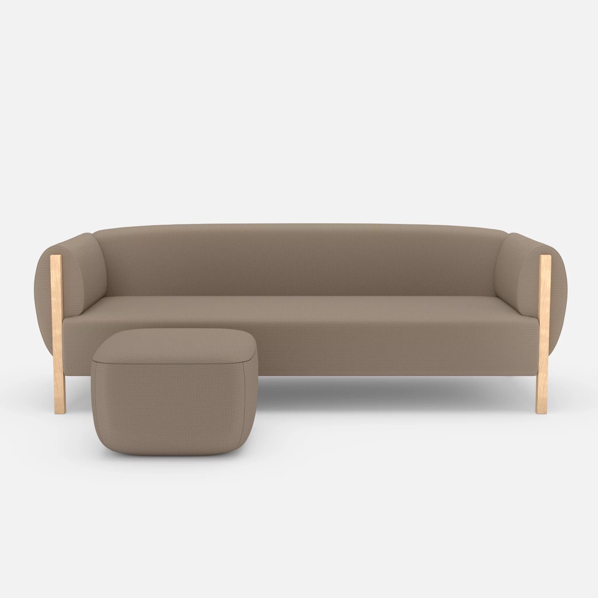 3 Sitzer Sofa Mallow mit Pouf credomacadamia in Beige von vorne