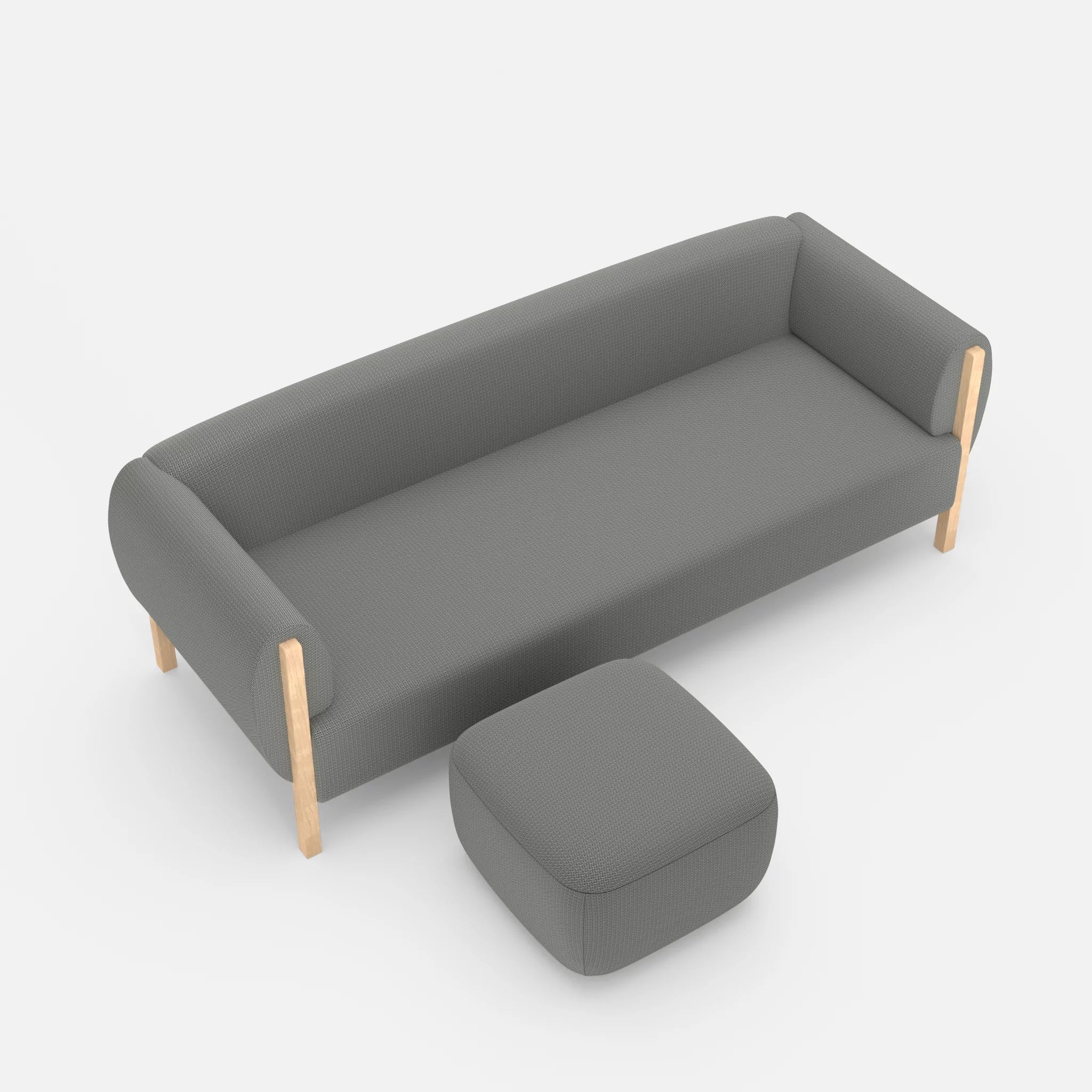 3 Sitzer Sofa Mallow mit Pouf credopepper in Dunkelgrau von oben