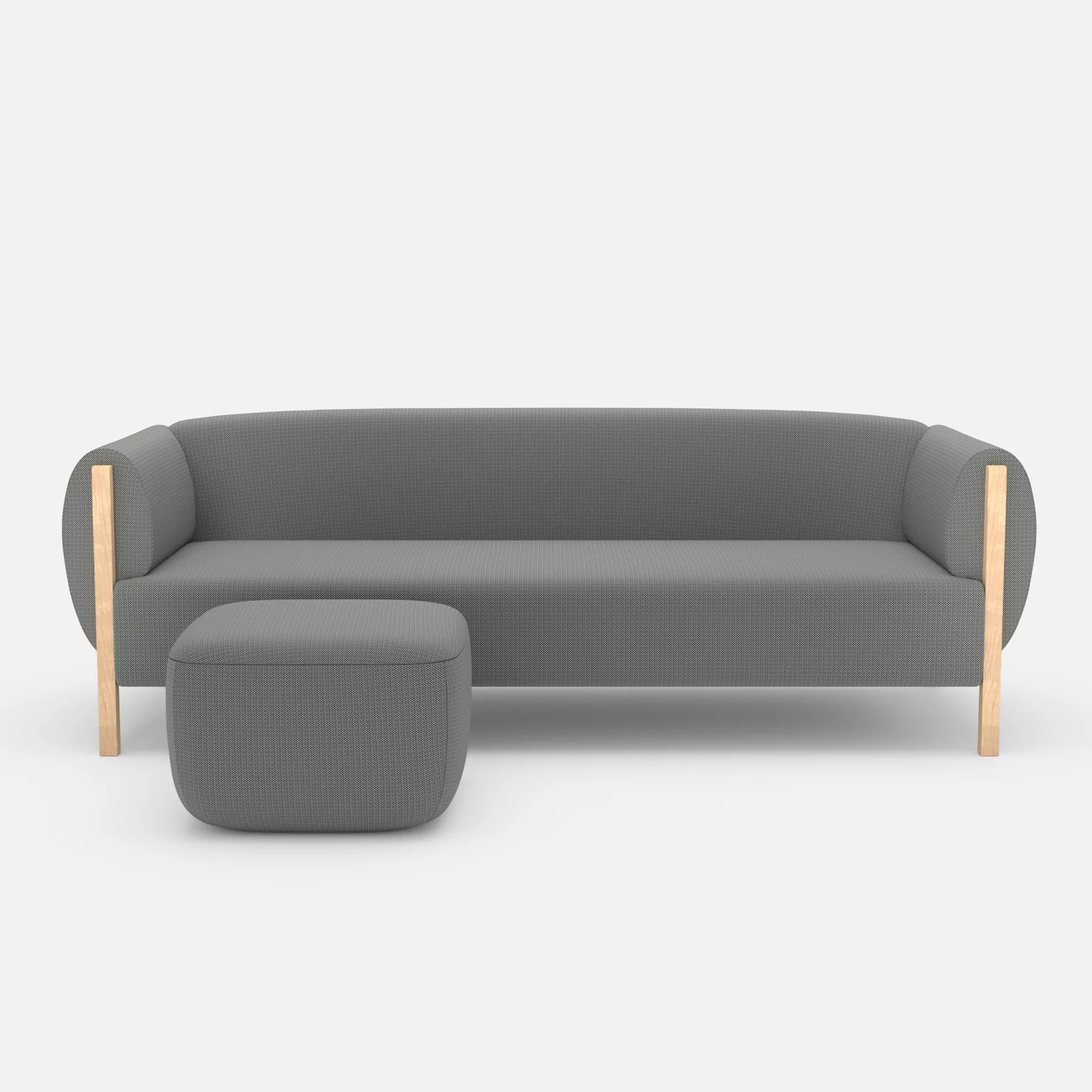 3 Sitzer Sofa Mallow mit Pouf credopepper in Dunkelgrau von vorne